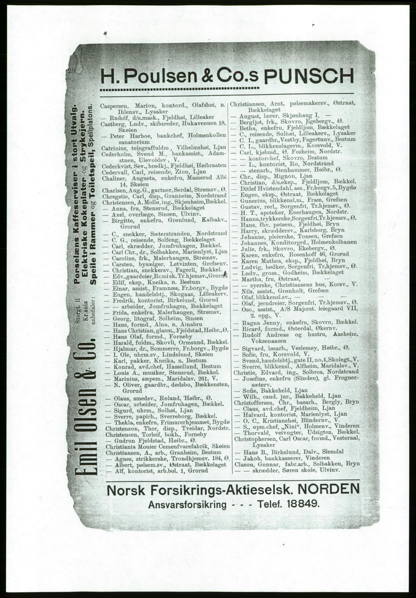 Aker adressebok/adressekalender, PUBL/001/A/001: Akers adressebok, 1916-1917, p. 28