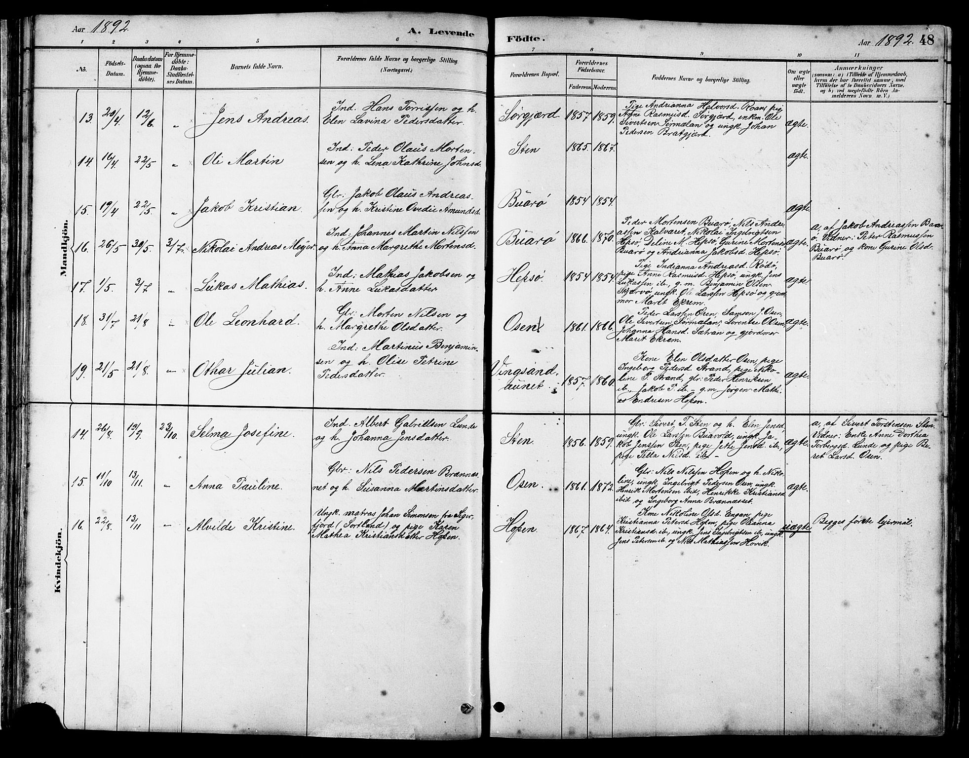 Ministerialprotokoller, klokkerbøker og fødselsregistre - Sør-Trøndelag, AV/SAT-A-1456/658/L0726: Parish register (copy) no. 658C02, 1883-1908, p. 48