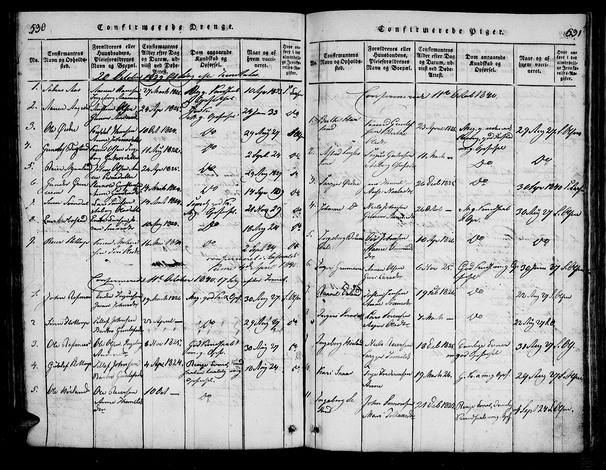 Bjelland sokneprestkontor, SAK/1111-0005/F/Fa/Fac/L0001: Parish register (official) no. A 1, 1815-1866, p. 530-531