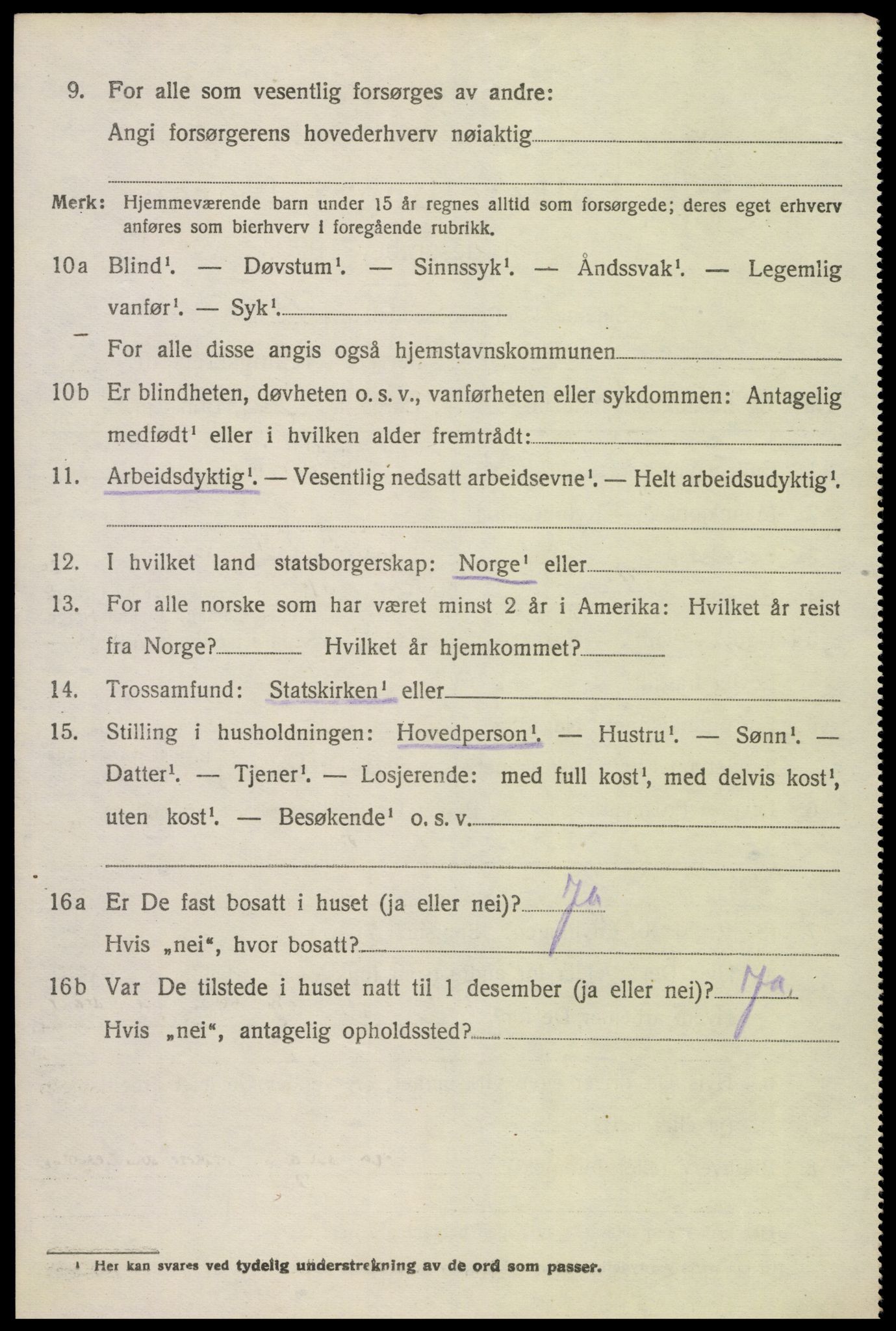 SAK, 1920 census for Hornnes, 1920, p. 910
