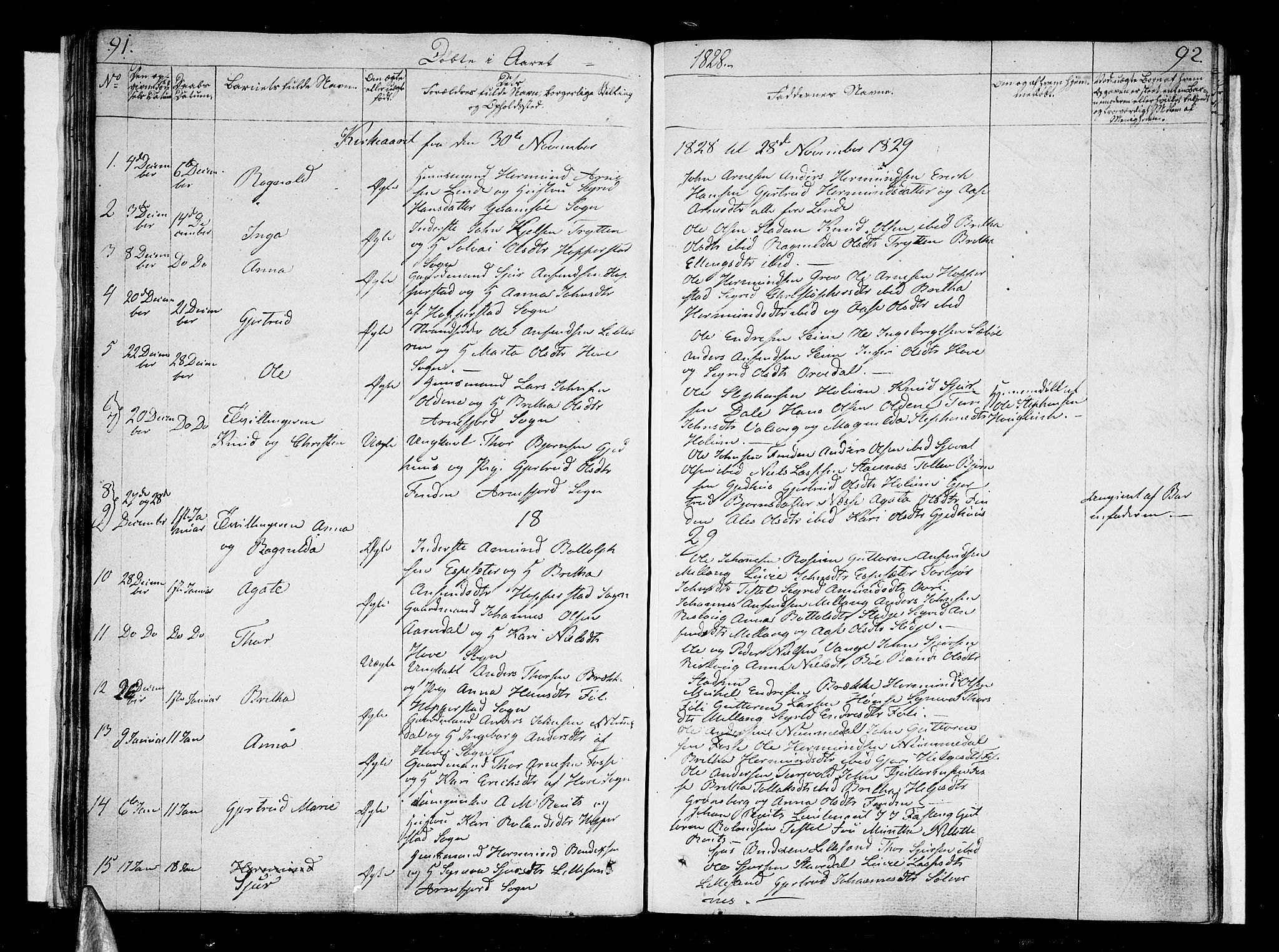 Vik sokneprestembete, AV/SAB-A-81501/H/Haa/Haaa/L0006: Parish register (official) no. A 6, 1821-1831, p. 91-92