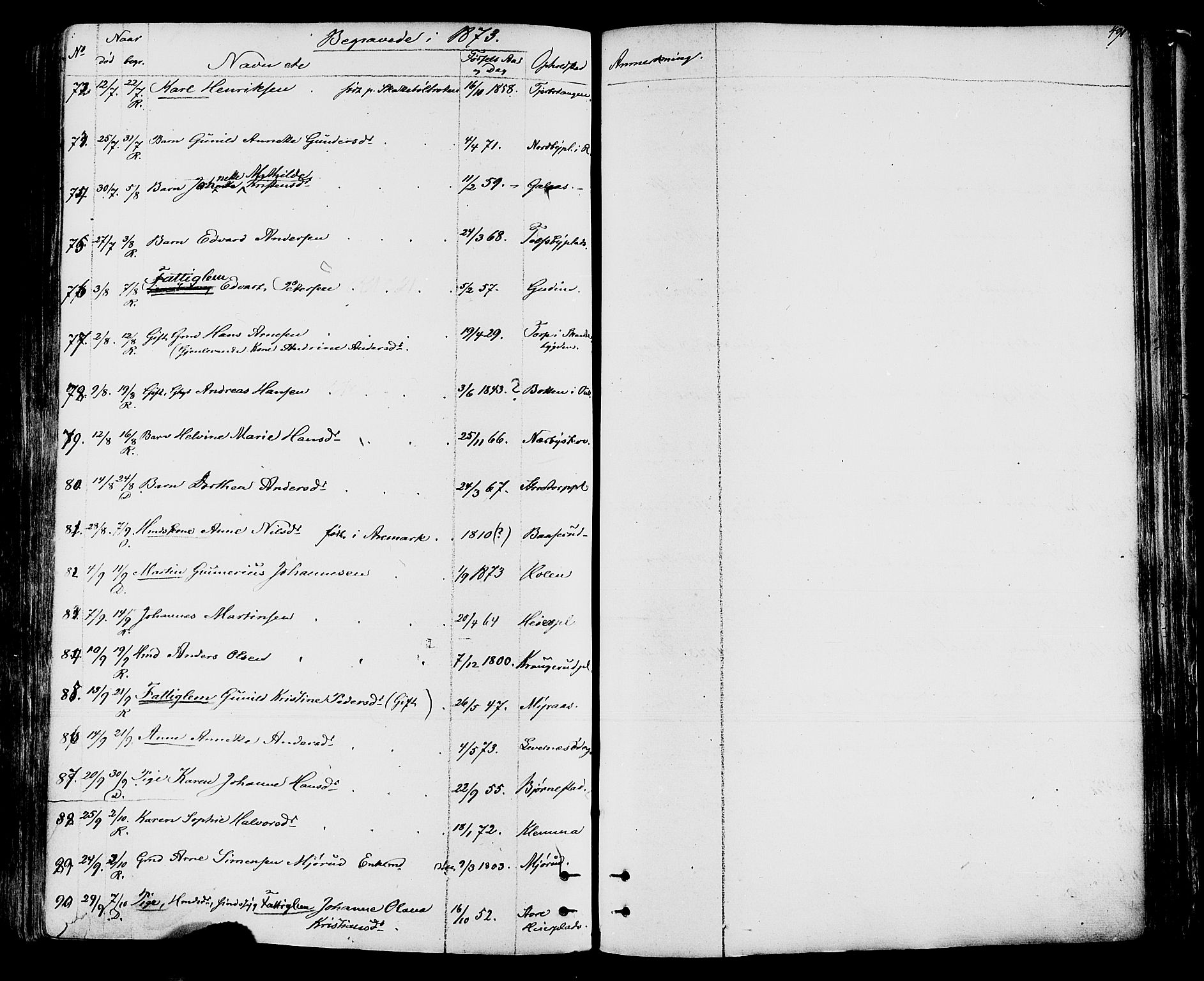 Rakkestad prestekontor Kirkebøker, AV/SAO-A-2008/F/Fa/L0011: Parish register (official) no. I 11, 1862-1877, p. 491