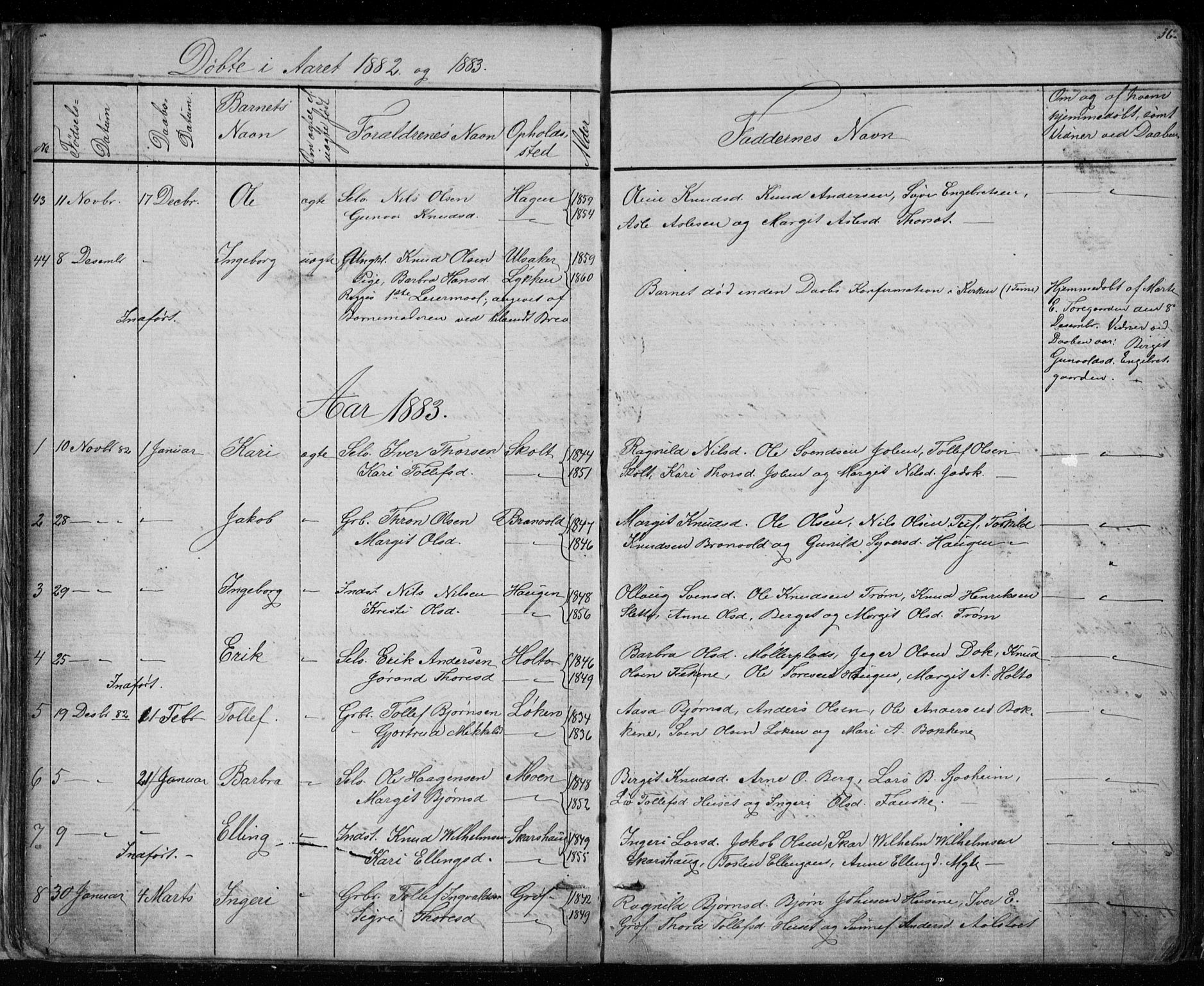 Gol kirkebøker, AV/SAKO-A-226/G/Gb/L0005: Parish register (copy) no. II 5, 1875-1891, p. 36