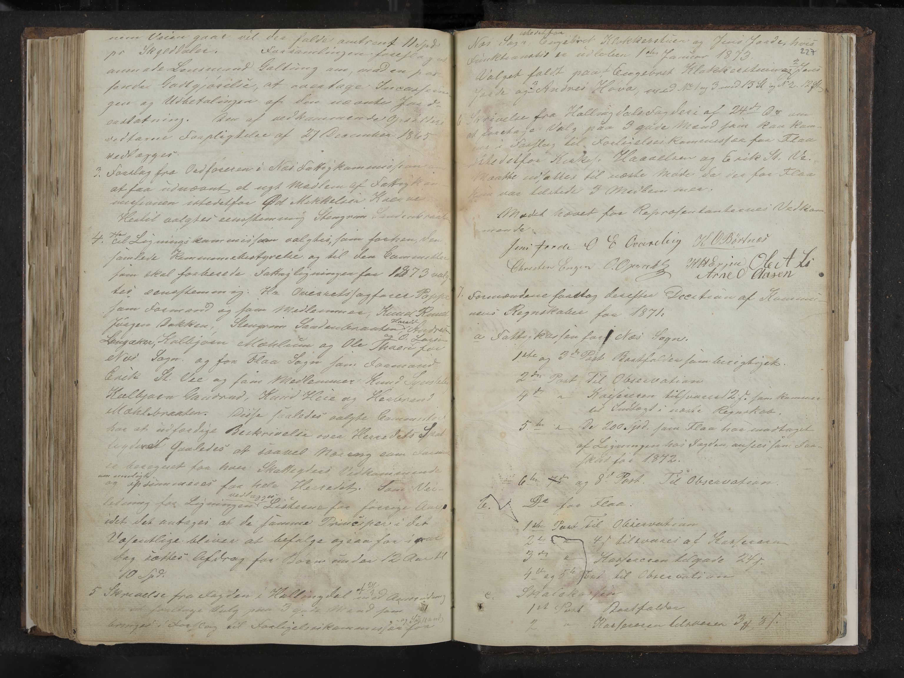 Nes formannskap og sentraladministrasjon, IKAK/0616021-1/A/Aa/L0001: Møtebok med register, 1838-1875, p. 227