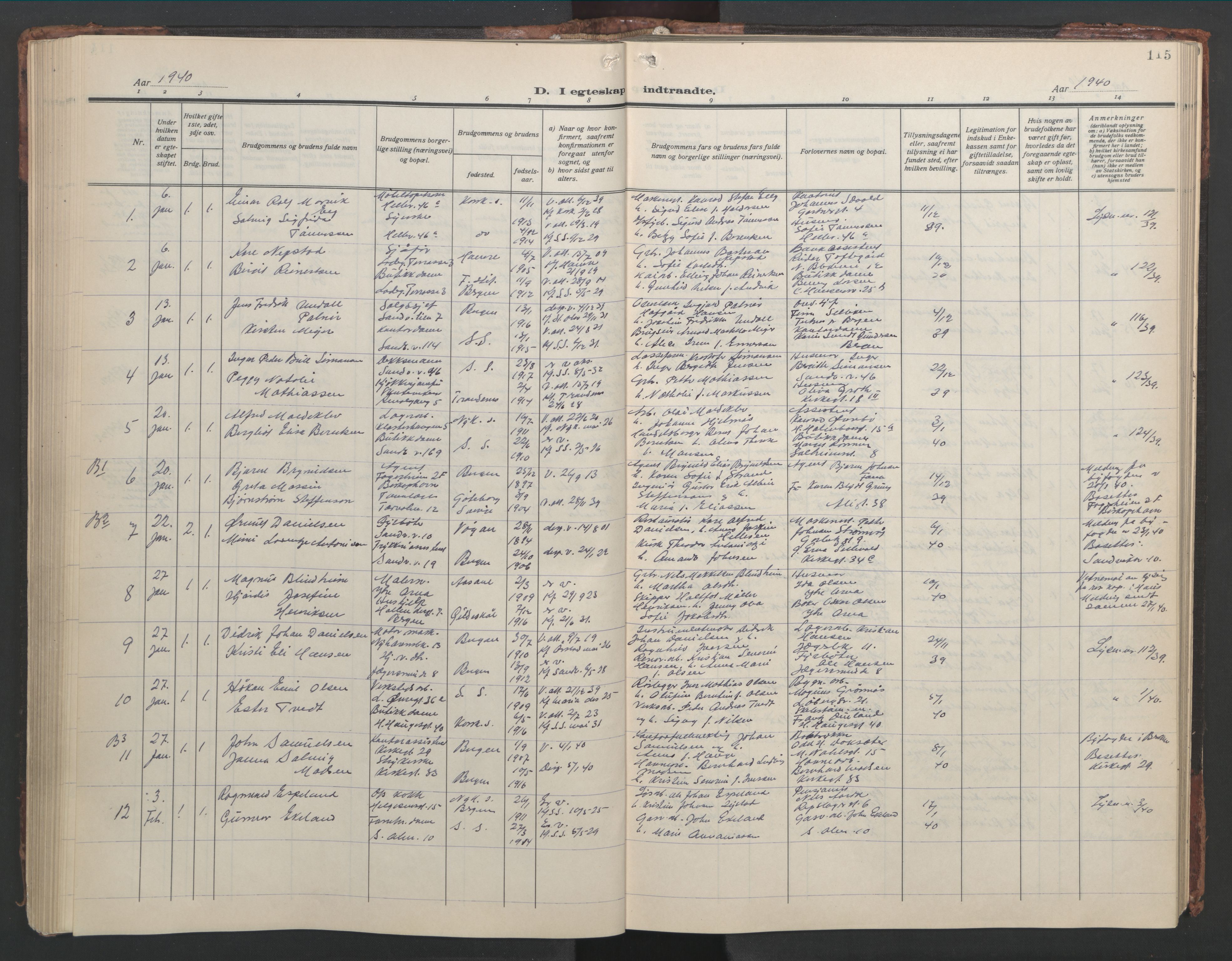 Sandviken Sokneprestembete, SAB/A-77601/H/Hb/L0015: Parish register (copy) no. D 2, 1929-1953, p. 114b-115a
