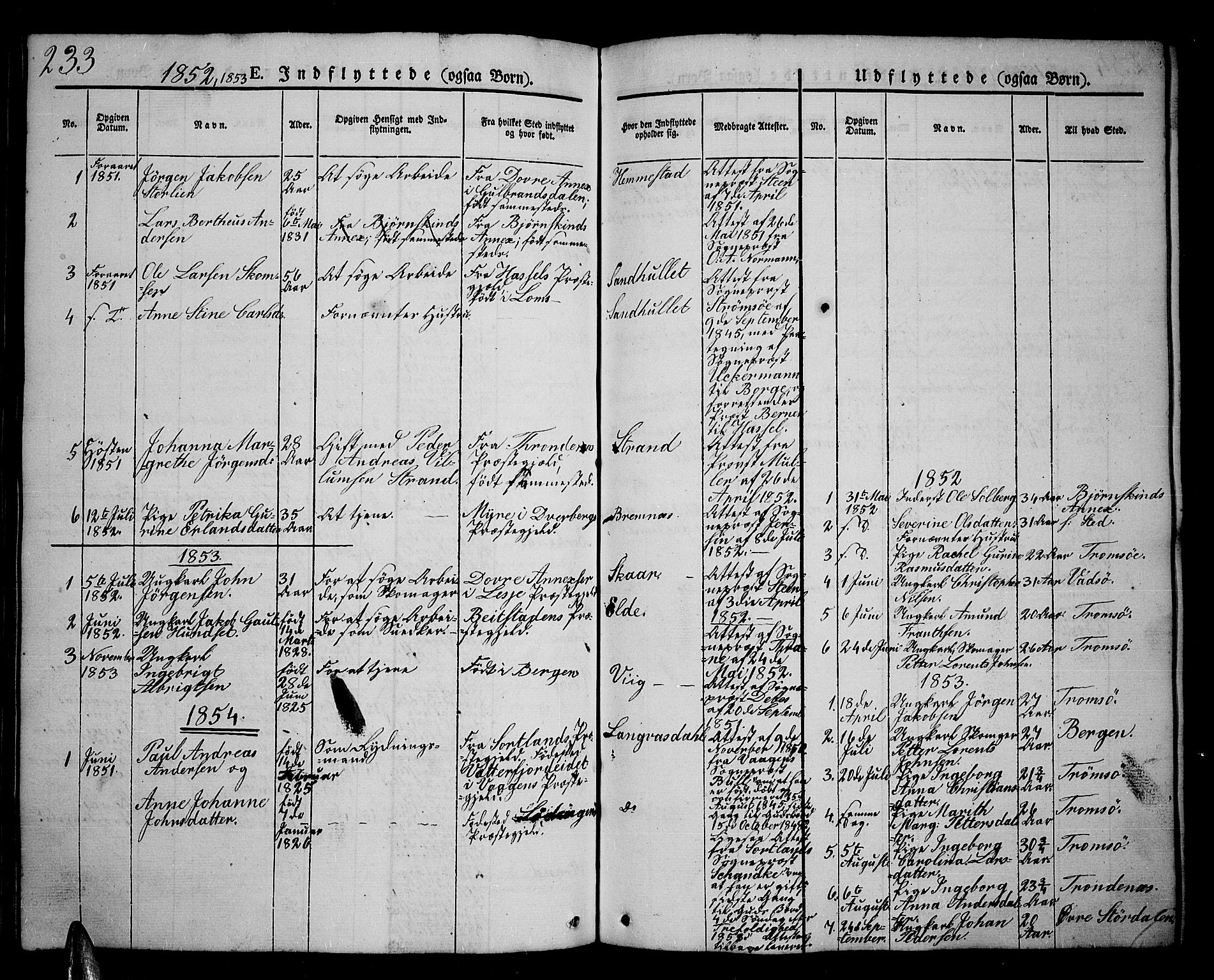 Kvæfjord sokneprestkontor, SATØ/S-1323/G/Ga/Gab/L0002klokker: Parish register (copy) no. 2, 1841-1855, p. 233