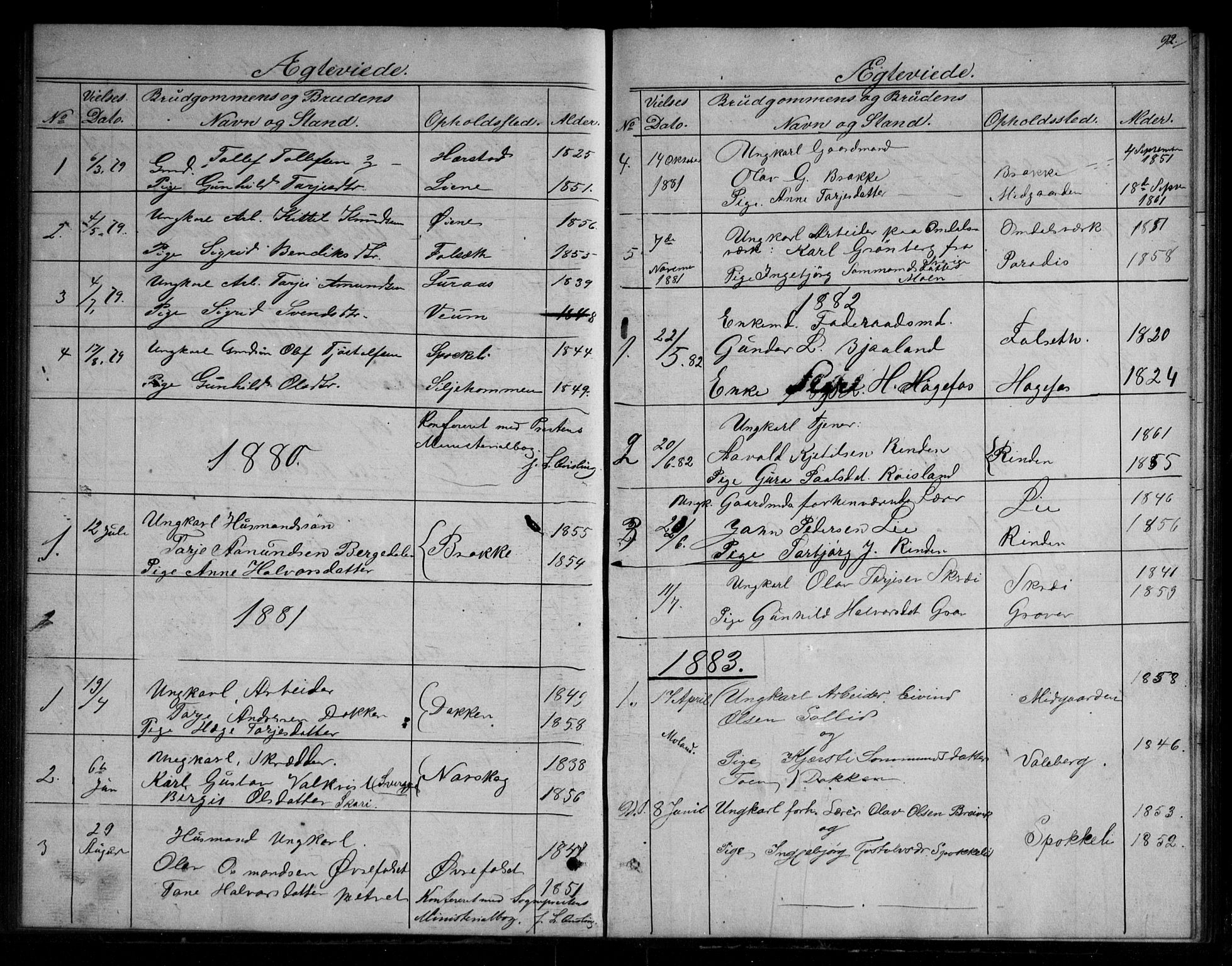 Fyresdal kirkebøker, SAKO/A-263/G/Gb/L0001: Parish register (copy) no. II 1, 1864-1890, p. 92