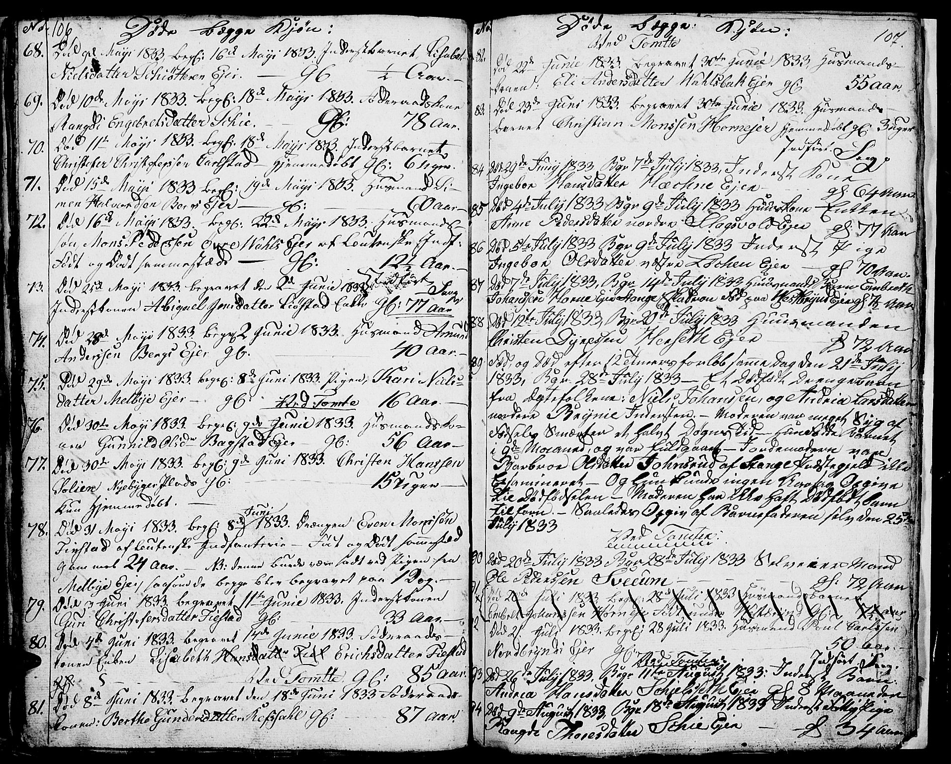 Romedal prestekontor, AV/SAH-PREST-004/L/L0007: Parish register (copy) no. 7, 1831-1837, p. 106-107