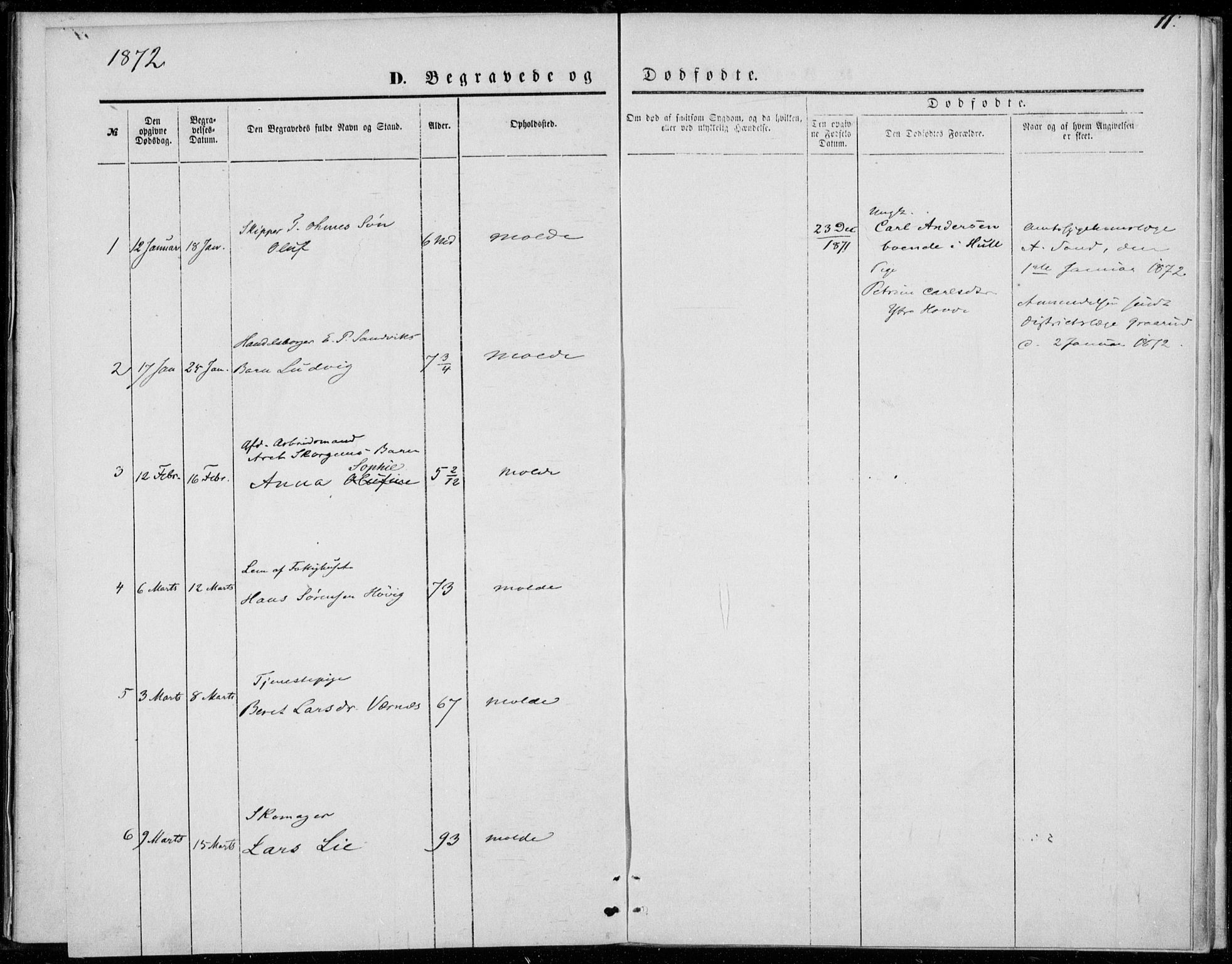 Ministerialprotokoller, klokkerbøker og fødselsregistre - Møre og Romsdal, SAT/A-1454/558/L0690: Parish register (official) no. 558A04, 1864-1872, p. 11