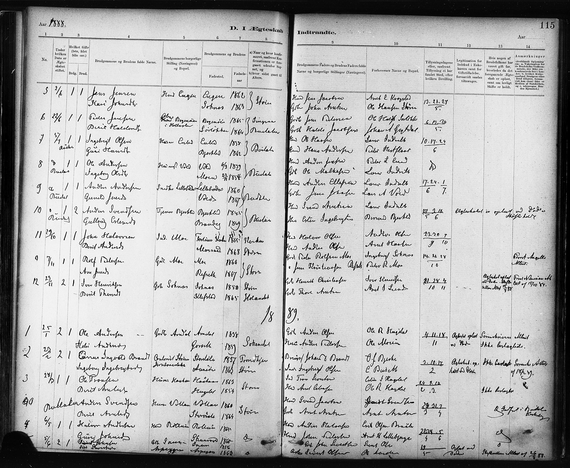 Ministerialprotokoller, klokkerbøker og fødselsregistre - Sør-Trøndelag, SAT/A-1456/687/L1002: Parish register (official) no. 687A08, 1878-1890, p. 115