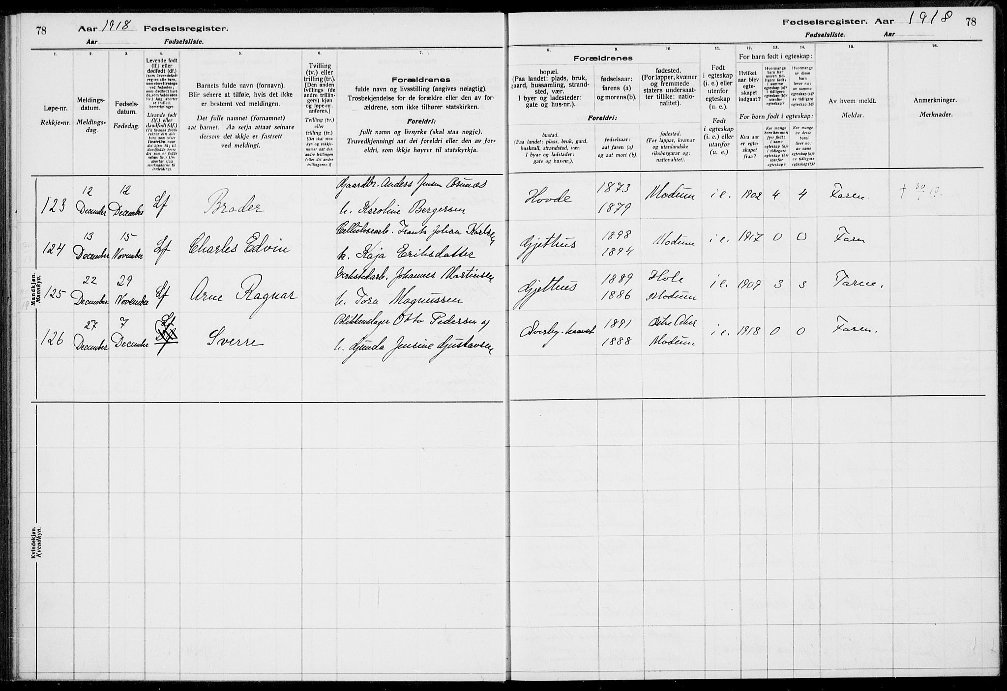 Modum kirkebøker, AV/SAKO-A-234/J/Ja/L0001: Birth register no. I 1, 1916-1923, p. 78