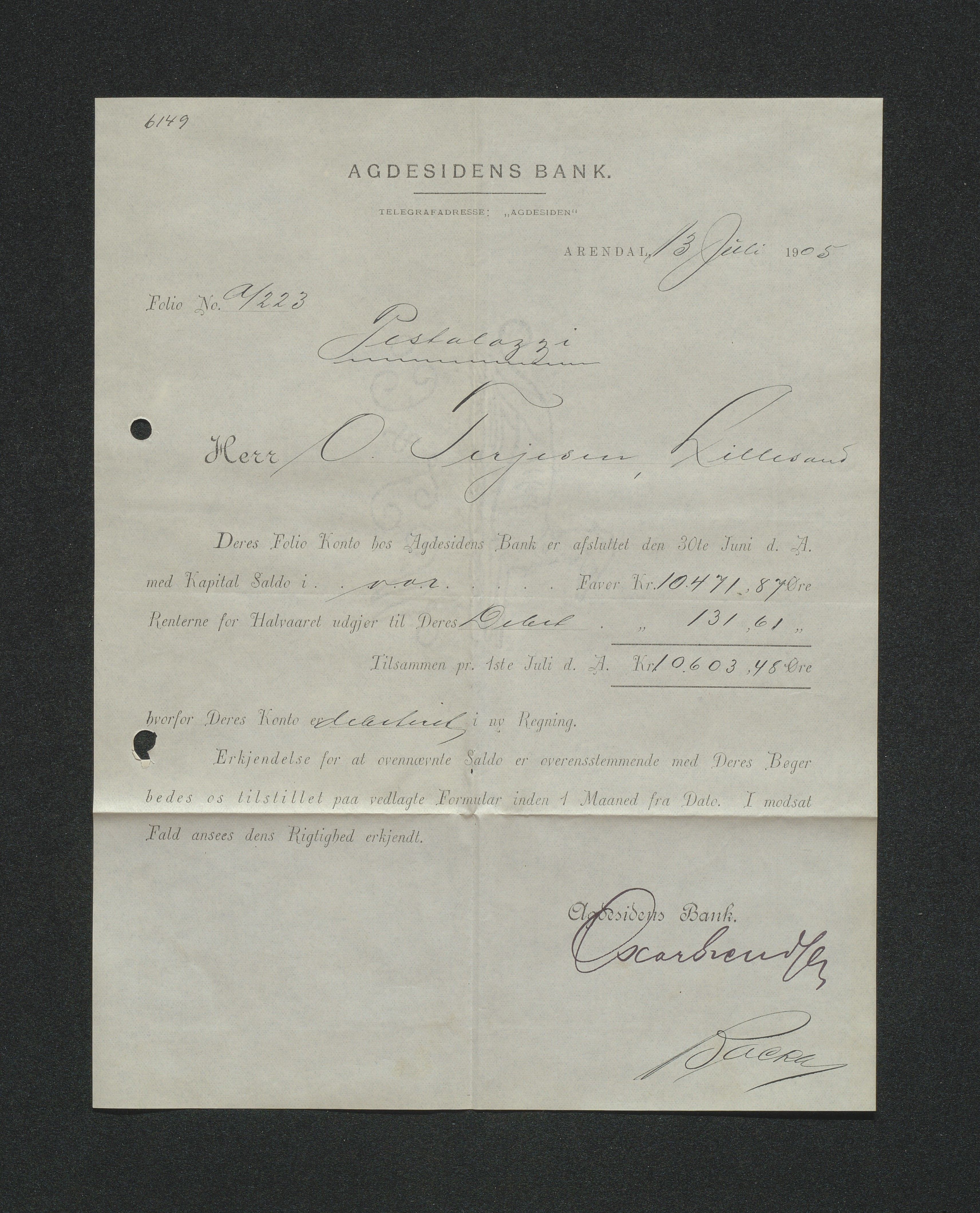 O. Terjesens rederi, AAKS/PA-2525/E/E01/L0013: Korrespondanse, 1904-1905