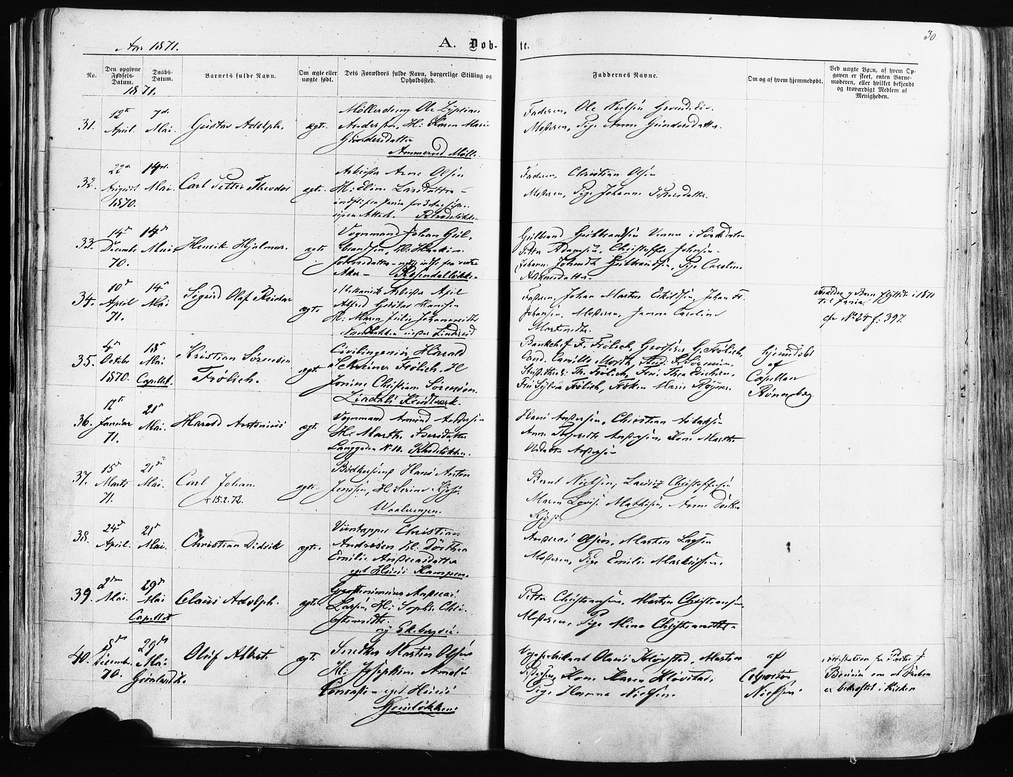 Østre Aker prestekontor Kirkebøker, AV/SAO-A-10840/F/Fa/L0003: Parish register (official) no. I 3, 1869-1875, p. 30