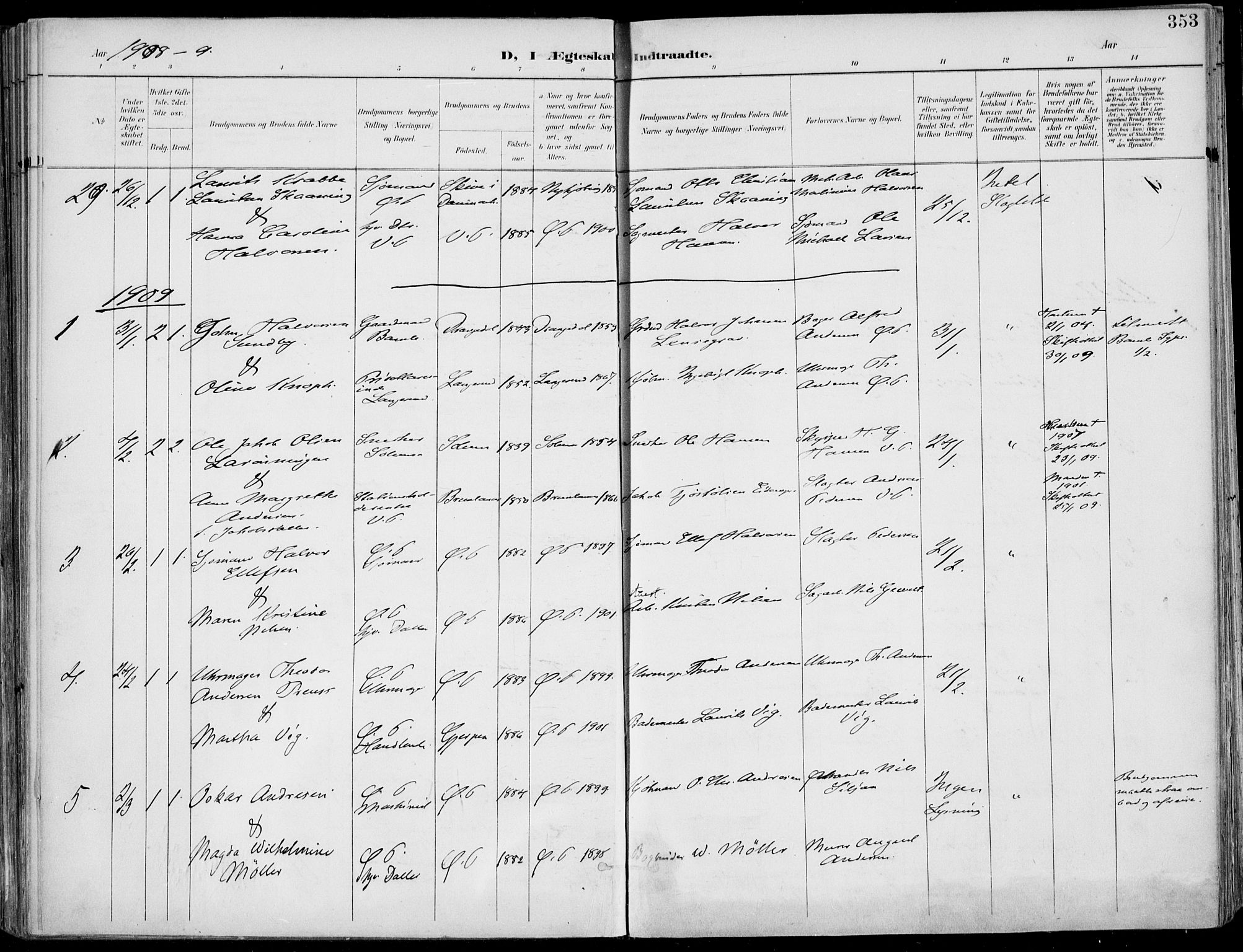 Porsgrunn kirkebøker , SAKO/A-104/F/Fa/L0011: Parish register (official) no. 11, 1895-1919, p. 353