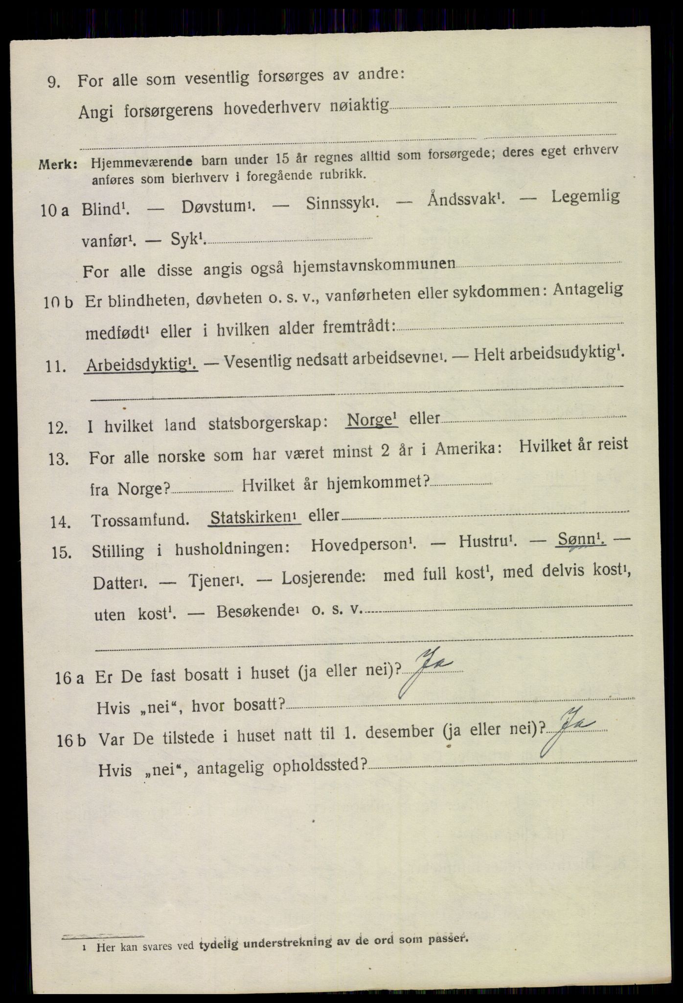 SAH, 1920 census for Vinger, 1920, p. 11609