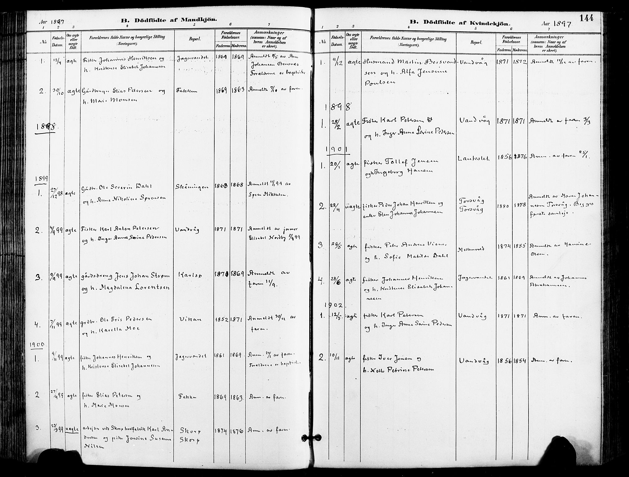 Karlsøy sokneprestembete, AV/SATØ-S-1299/H/Ha/Haa/L0007kirke: Parish register (official) no. 7, 1891-1902, p. 144