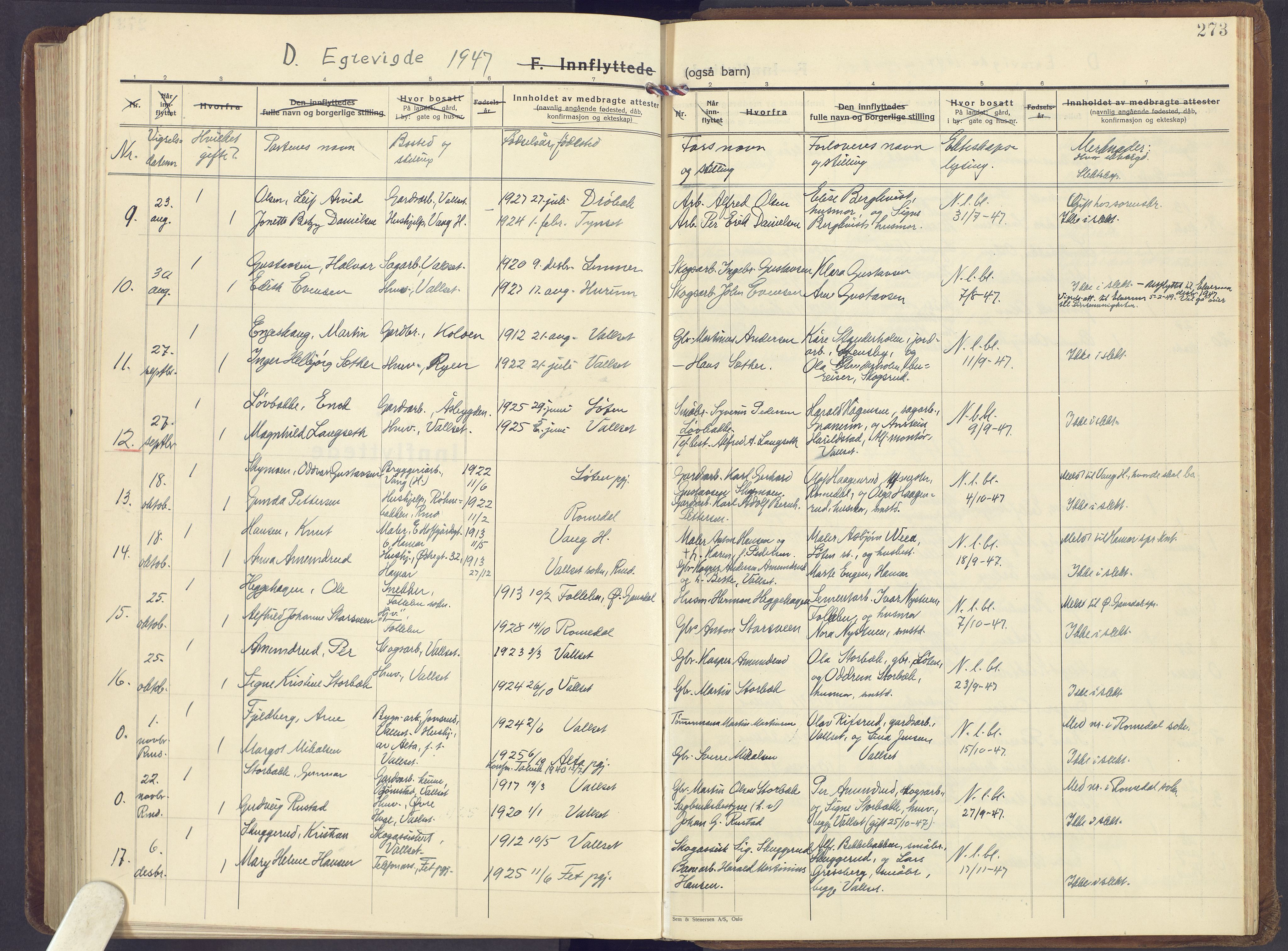 Romedal prestekontor, AV/SAH-PREST-004/K/L0013: Parish register (official) no. 13, 1930-1949, p. 273