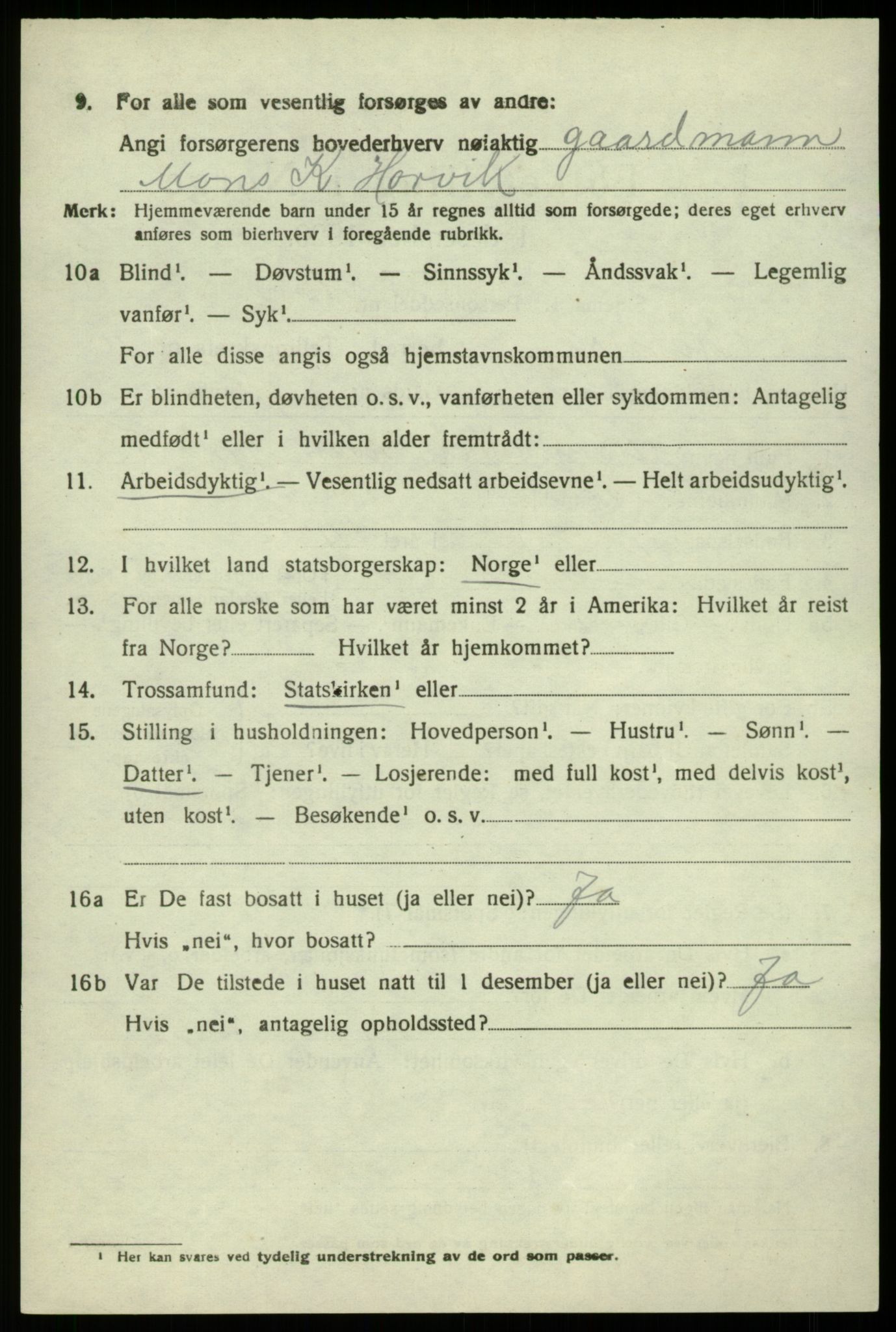 SAB, 1920 census for Hamre, 1920, p. 6080