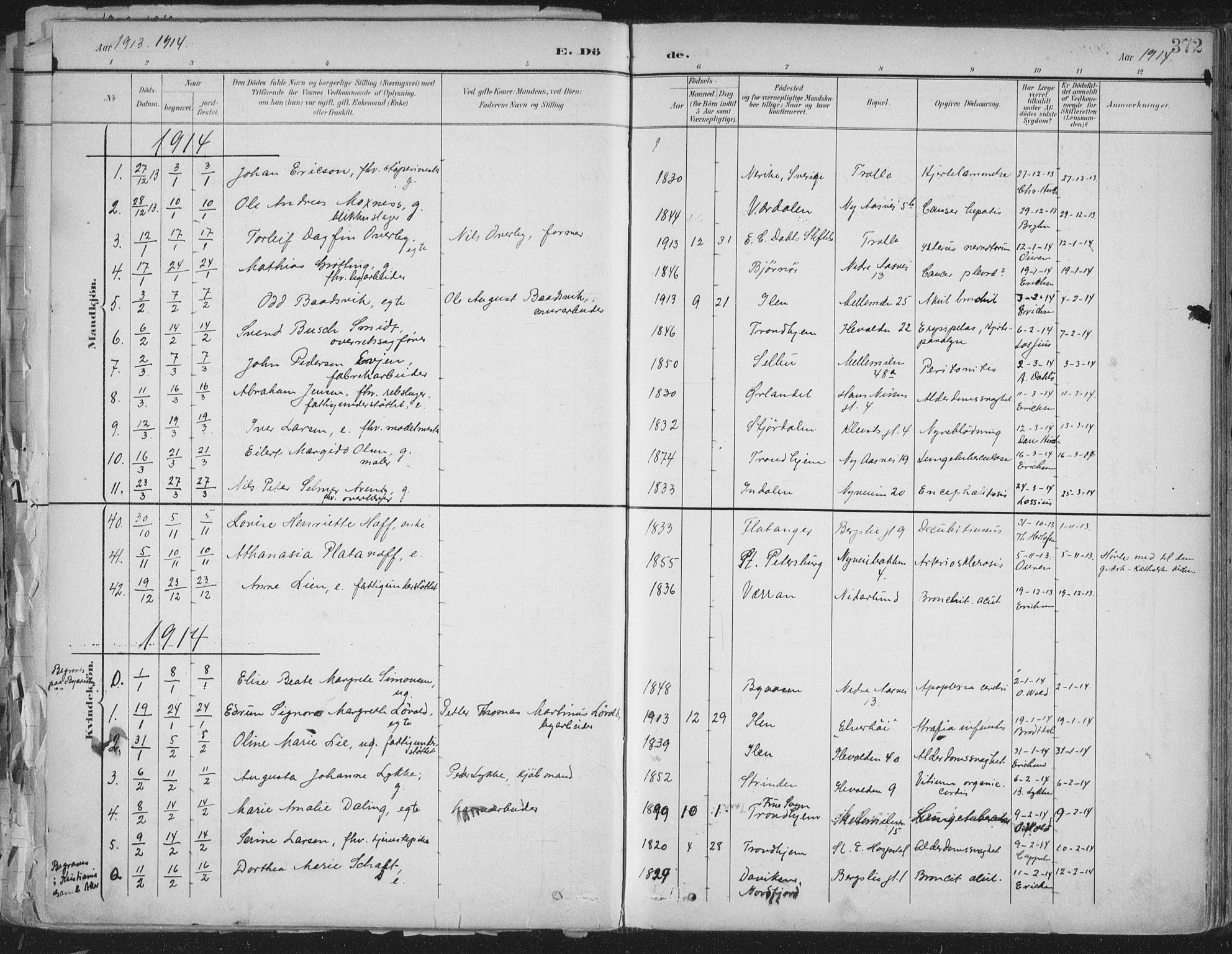 Ministerialprotokoller, klokkerbøker og fødselsregistre - Sør-Trøndelag, SAT/A-1456/603/L0167: Parish register (official) no. 603A06, 1896-1932, p. 372