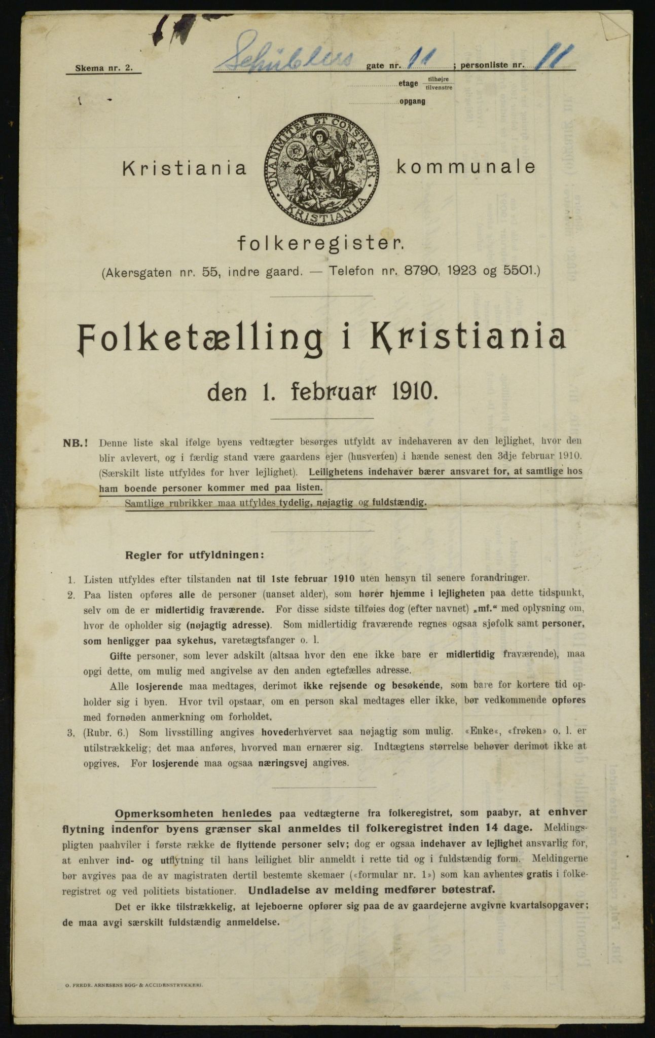 OBA, Municipal Census 1910 for Kristiania, 1910, p. 88746