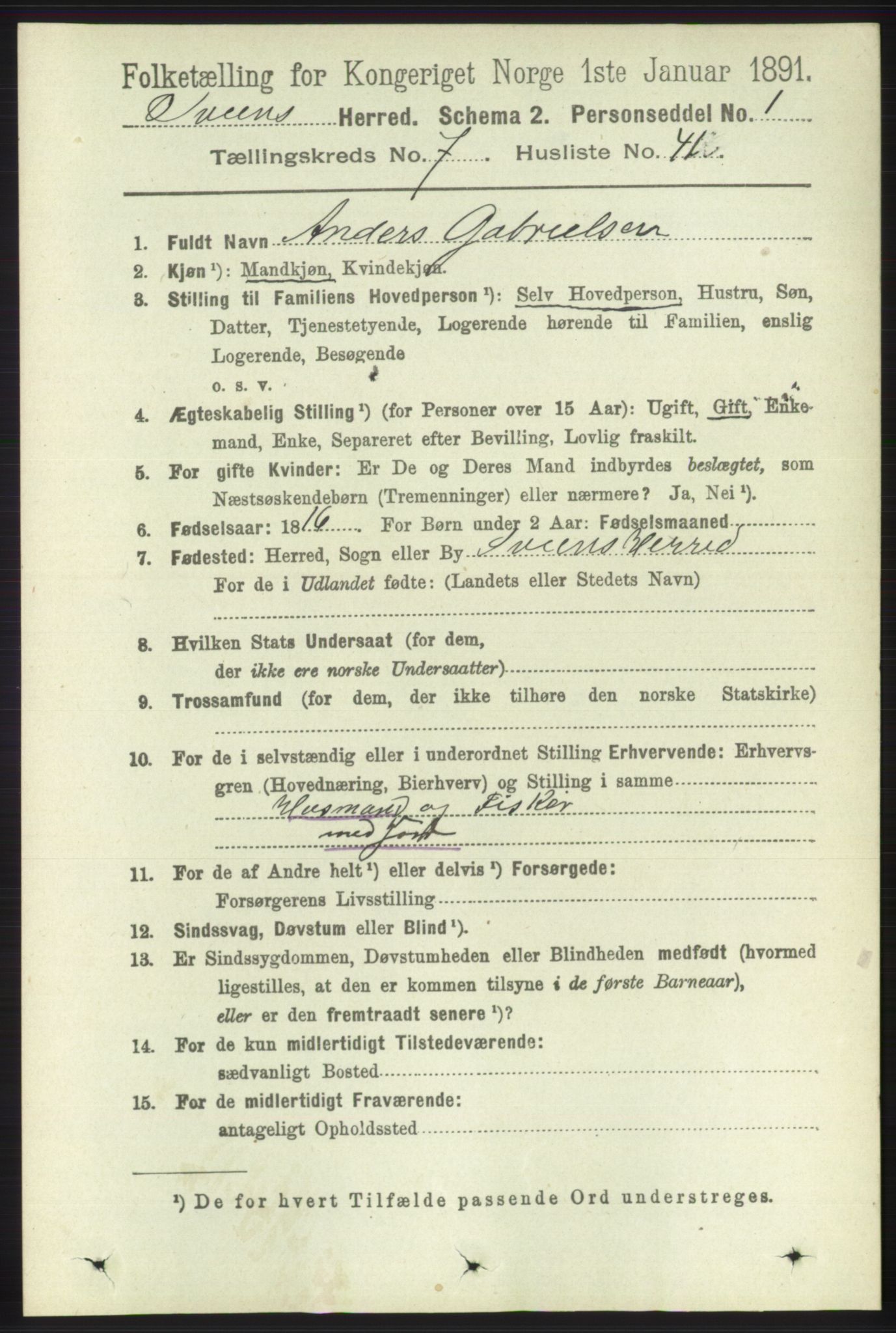 RA, 1891 census for 1216 Sveio, 1891, p. 2212