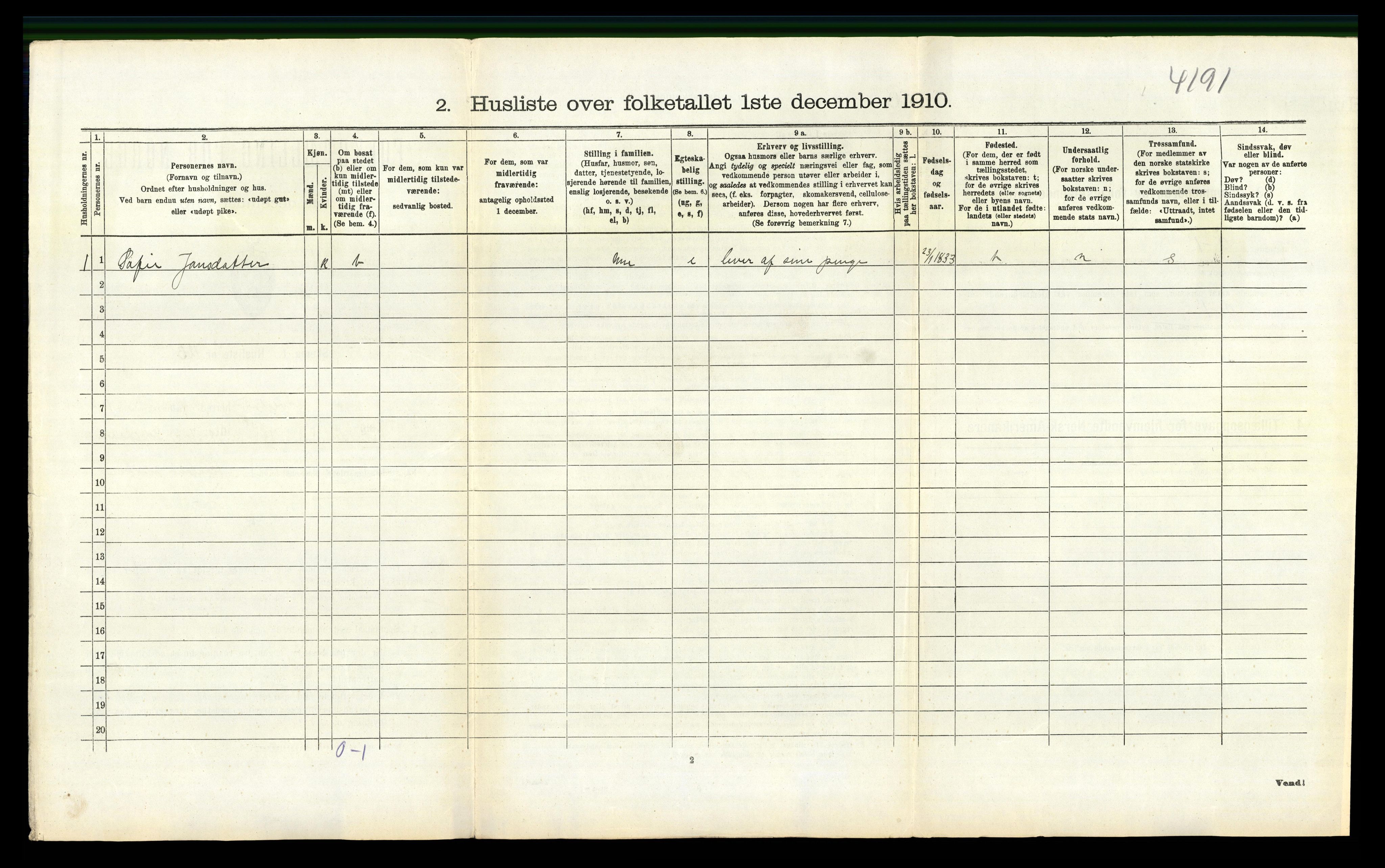 RA, 1910 census for Torvastad, 1910, p. 272