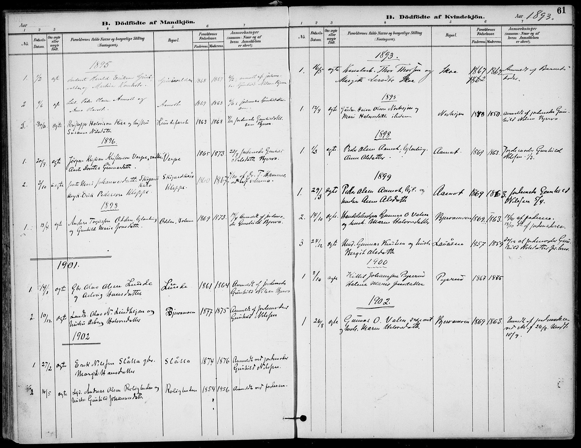 Lunde kirkebøker, AV/SAKO-A-282/F/Fa/L0003: Parish register (official) no. I 3, 1893-1902, p. 61