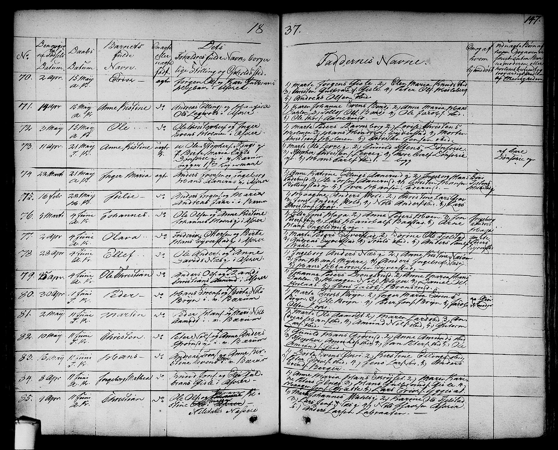 Asker prestekontor Kirkebøker, SAO/A-10256a/F/Fa/L0007: Parish register (official) no. I 7, 1825-1864, p. 147