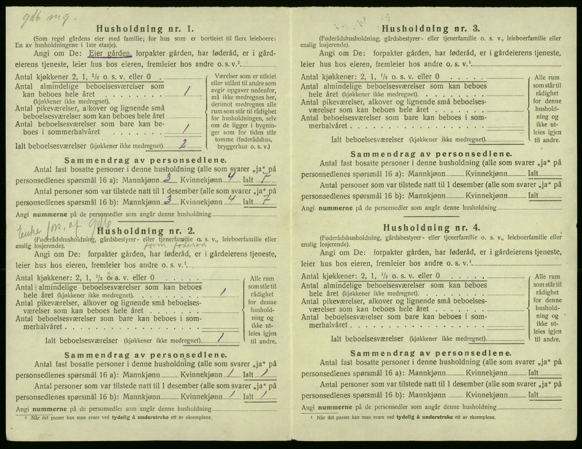 SAB, 1920 census for Røldal, 1920, p. 326