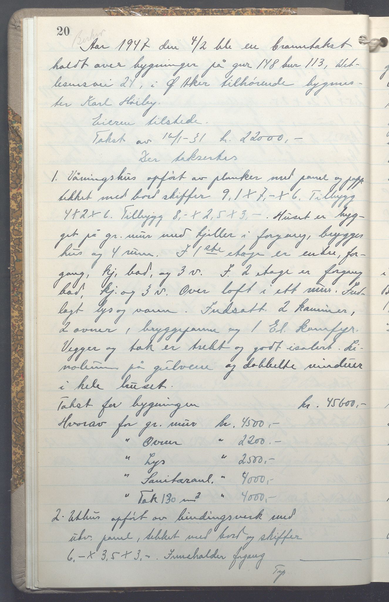 Lensmennene i Aker, OBA/A-10133/F/Fc/L0037: Branntakstprotokoll, 1944-1946, p. 20