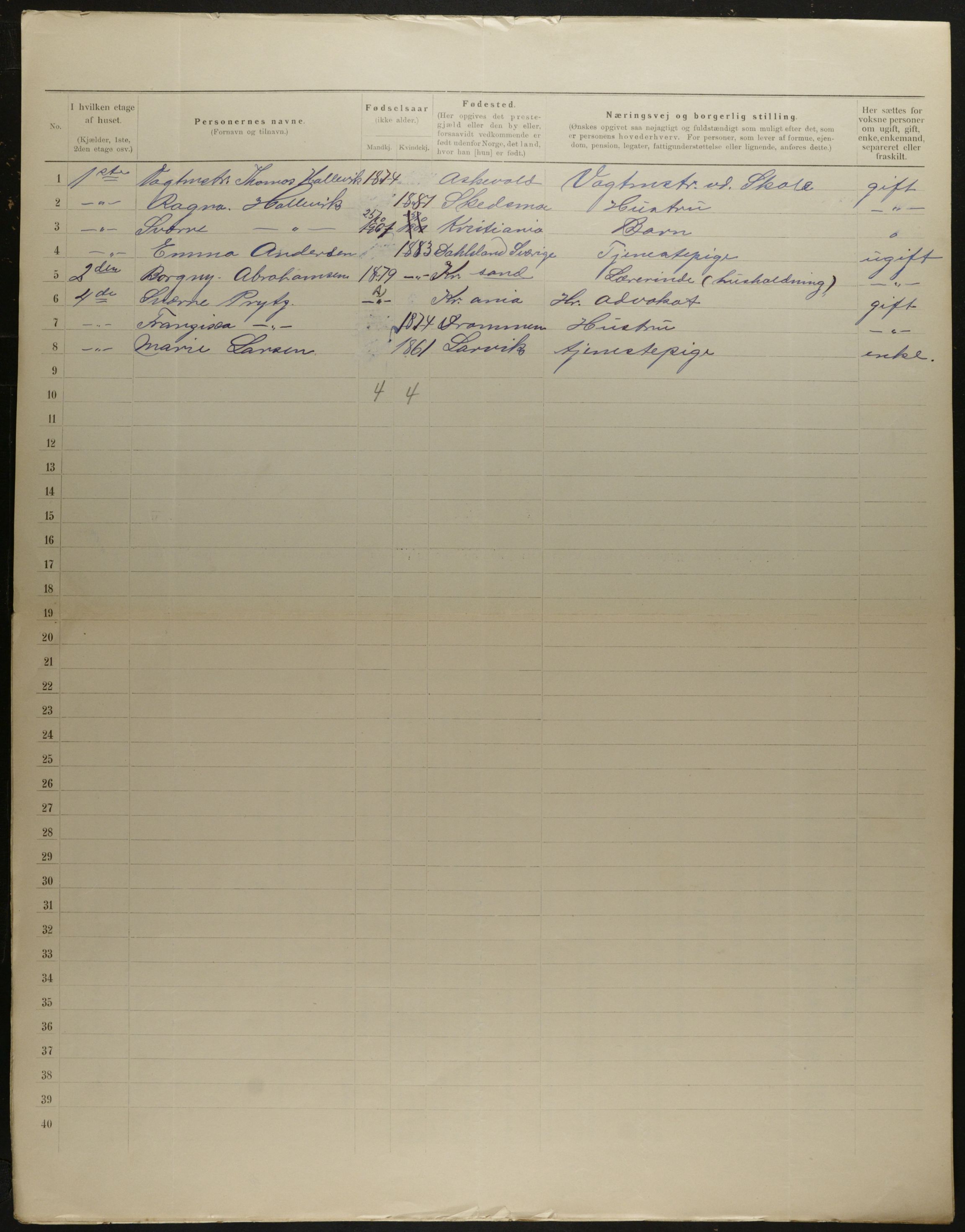 OBA, Municipal Census 1901 for Kristiania, 1901, p. 9111