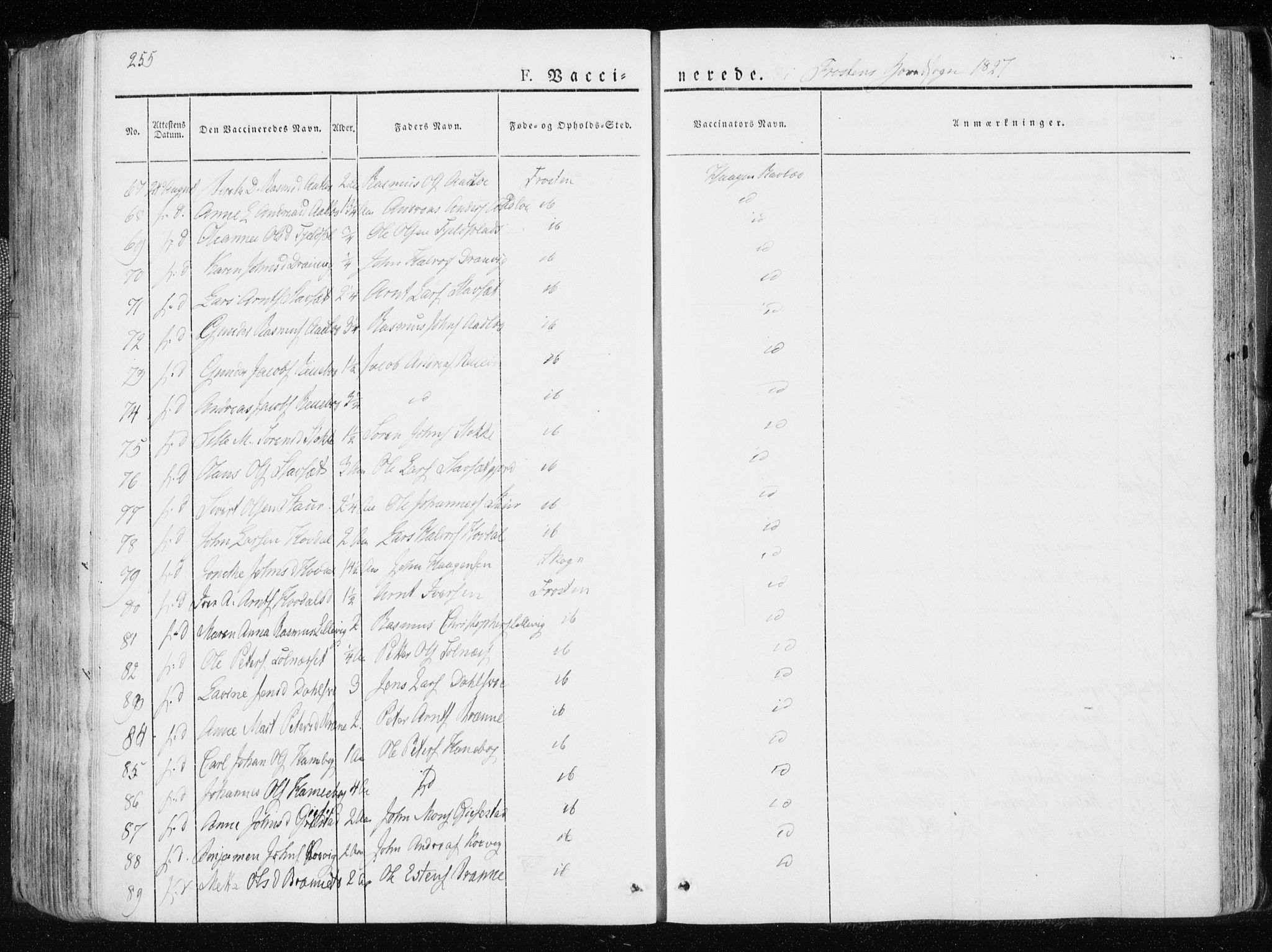 Ministerialprotokoller, klokkerbøker og fødselsregistre - Nord-Trøndelag, AV/SAT-A-1458/713/L0114: Parish register (official) no. 713A05, 1827-1839, p. 255