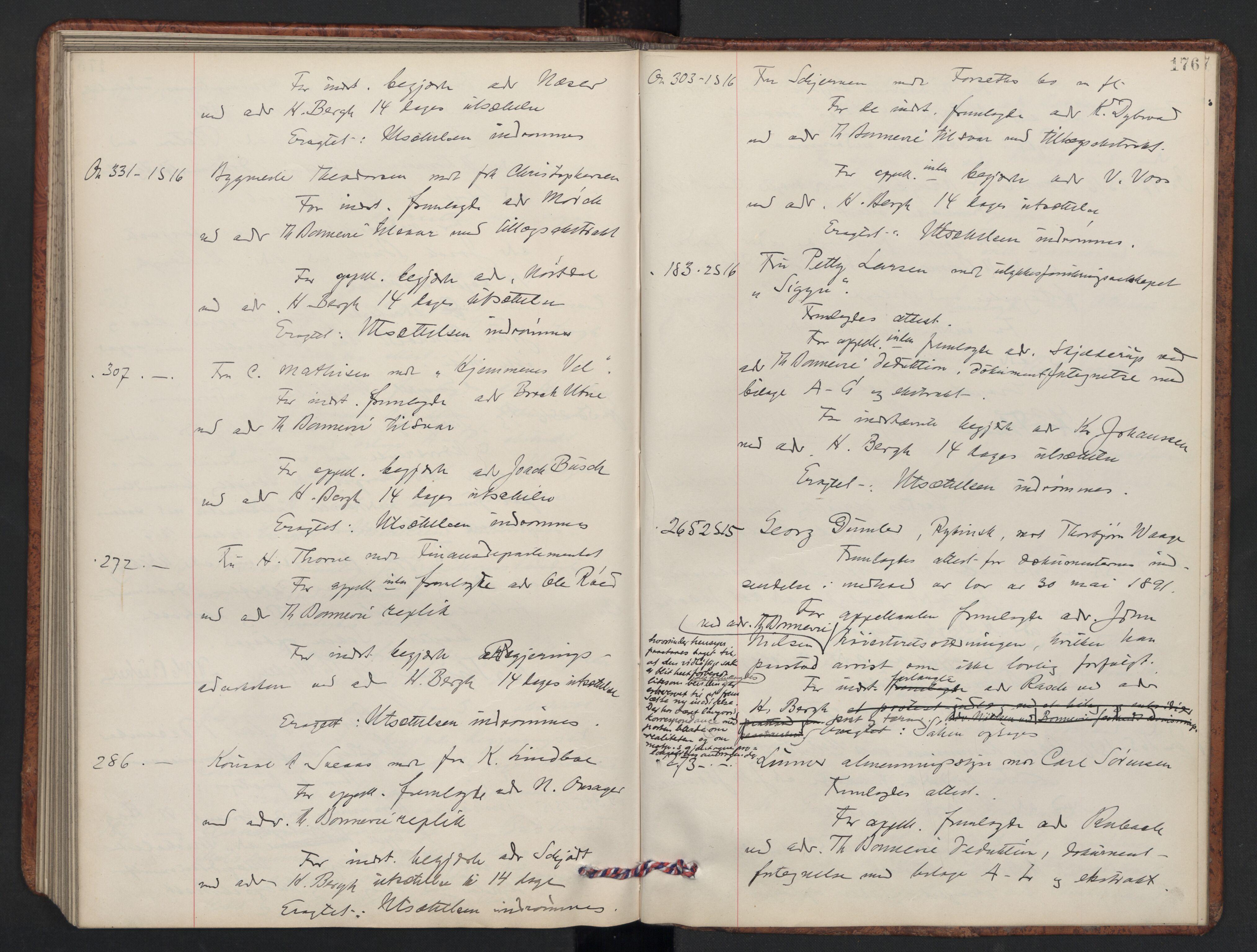 Høyesterett, AV/RA-S-1002/E/Ef/L0024: Protokoll over saker som gikk til skriftlig behandling, 1914-1917, p. 175b-176a
