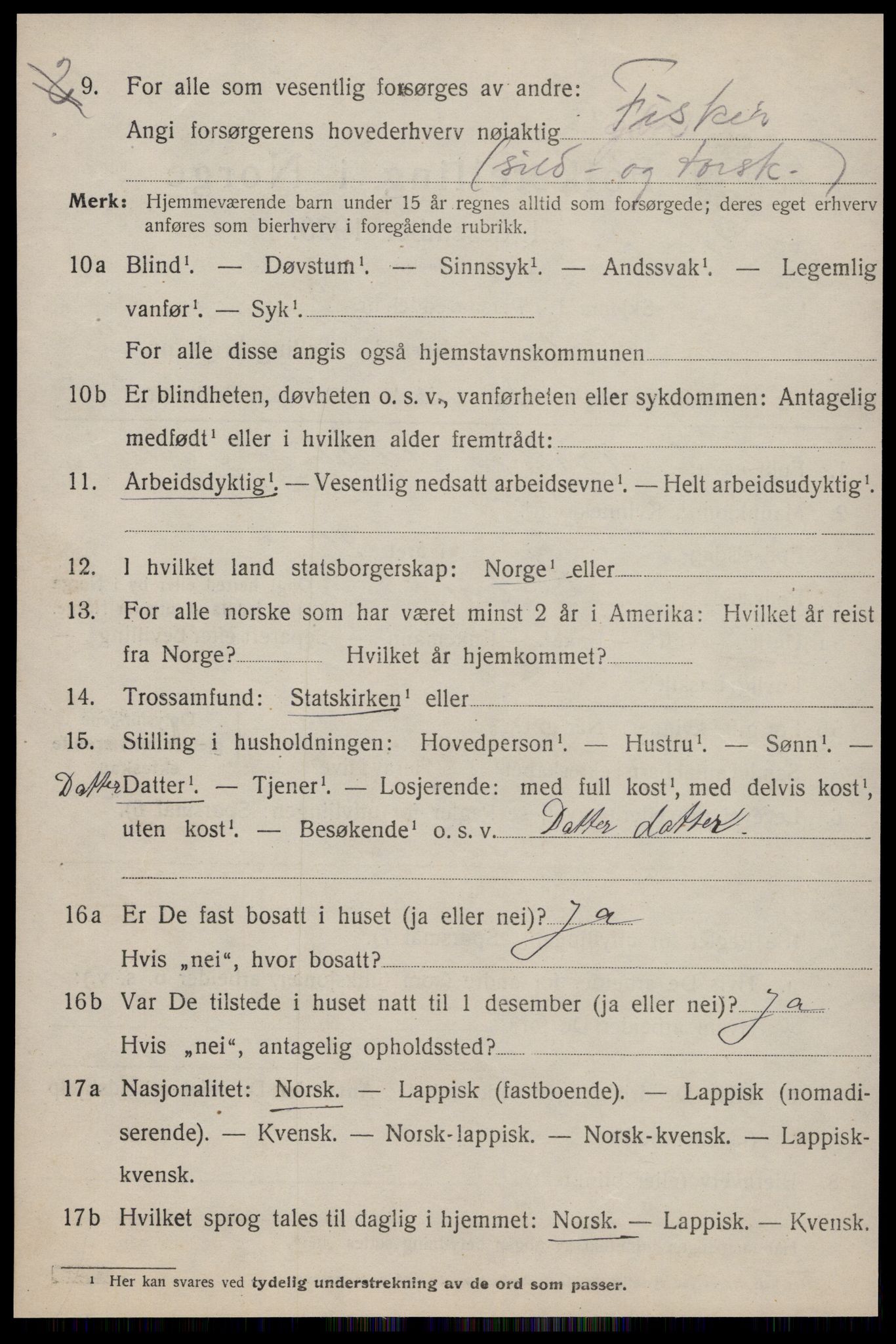 SAT, 1920 census for Ørland, 1920, p. 7852