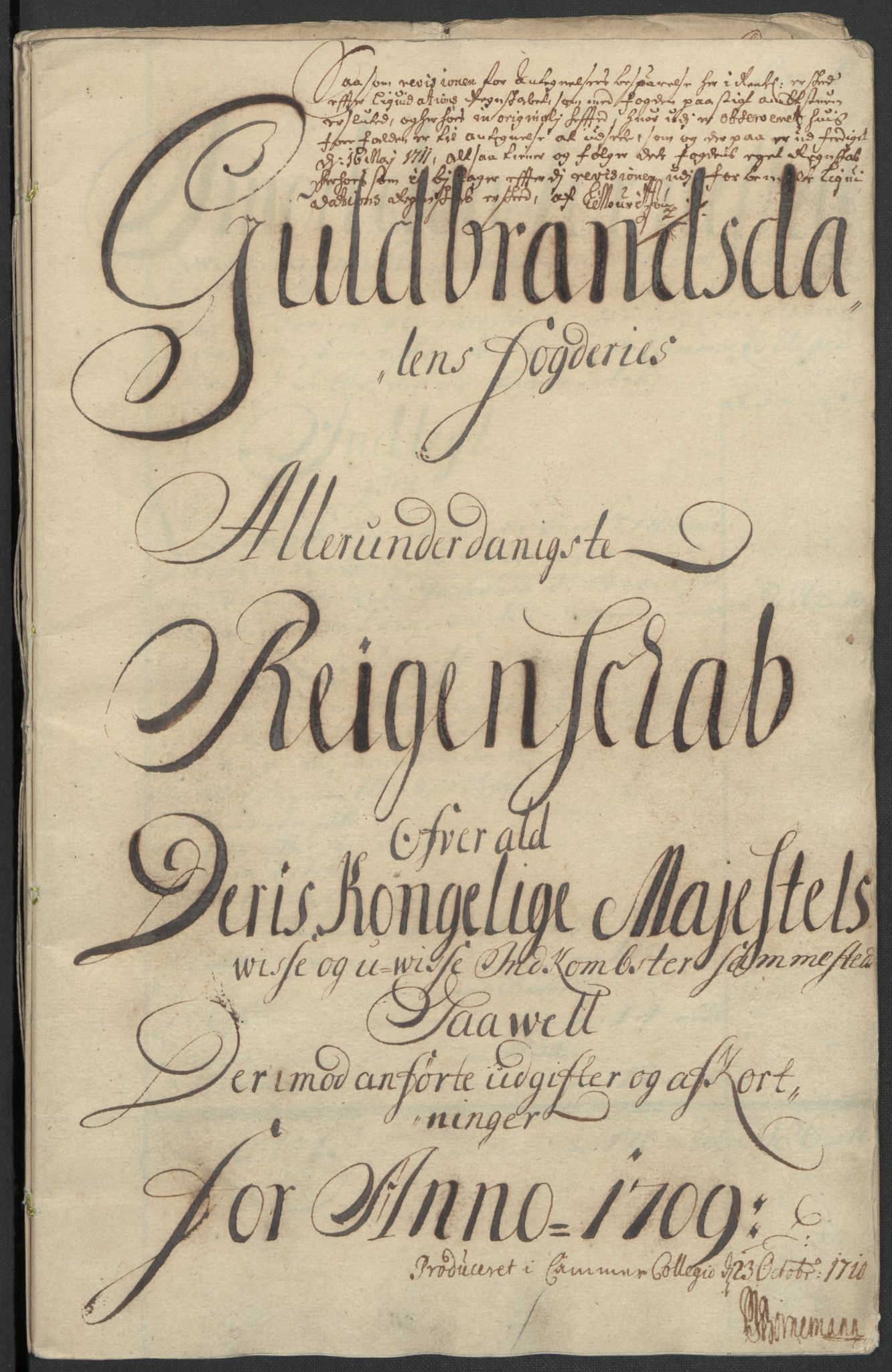 Rentekammeret inntil 1814, Reviderte regnskaper, Fogderegnskap, RA/EA-4092/R17/L1179: Fogderegnskap Gudbrandsdal, 1708-1710, p. 154