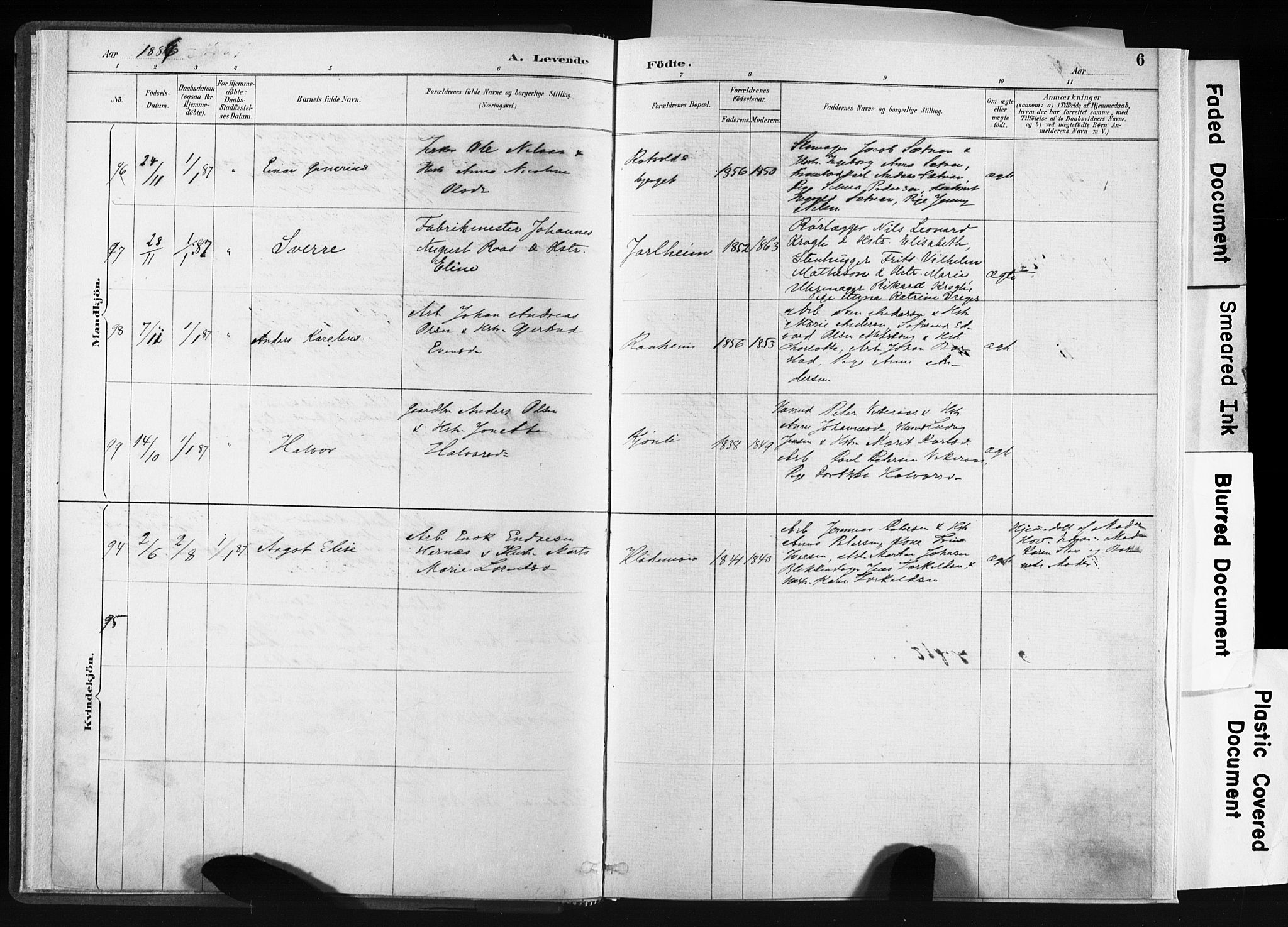 Ministerialprotokoller, klokkerbøker og fødselsregistre - Sør-Trøndelag, AV/SAT-A-1456/606/L0300: Parish register (official) no. 606A15, 1886-1893, p. 6