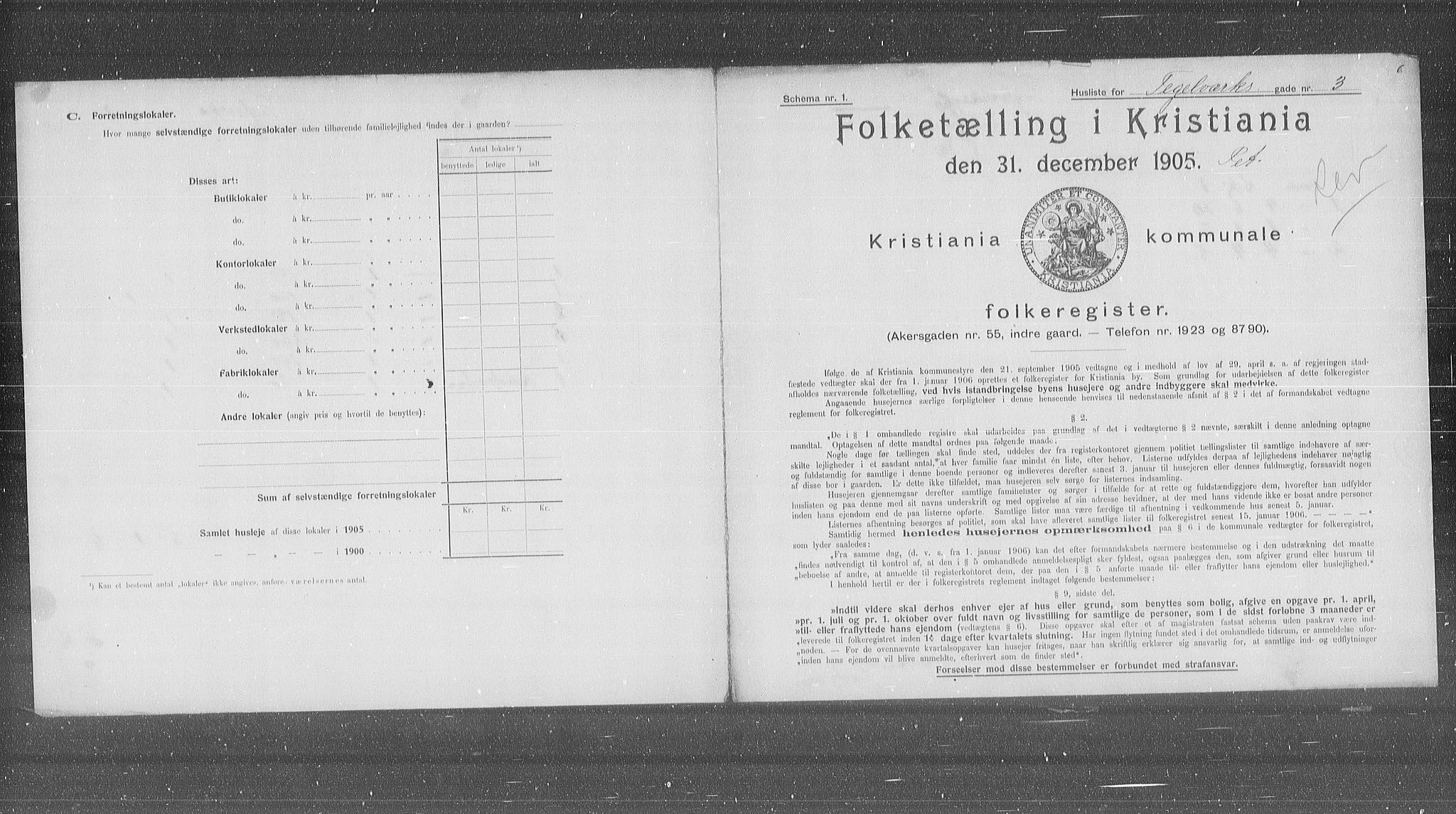 OBA, Municipal Census 1905 for Kristiania, 1905, p. 56041