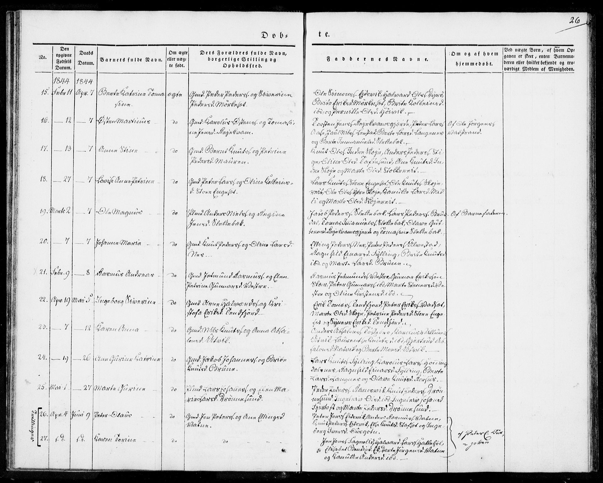 Ministerialprotokoller, klokkerbøker og fødselsregistre - Møre og Romsdal, AV/SAT-A-1454/524/L0352: Parish register (official) no. 524A04, 1838-1847, p. 26