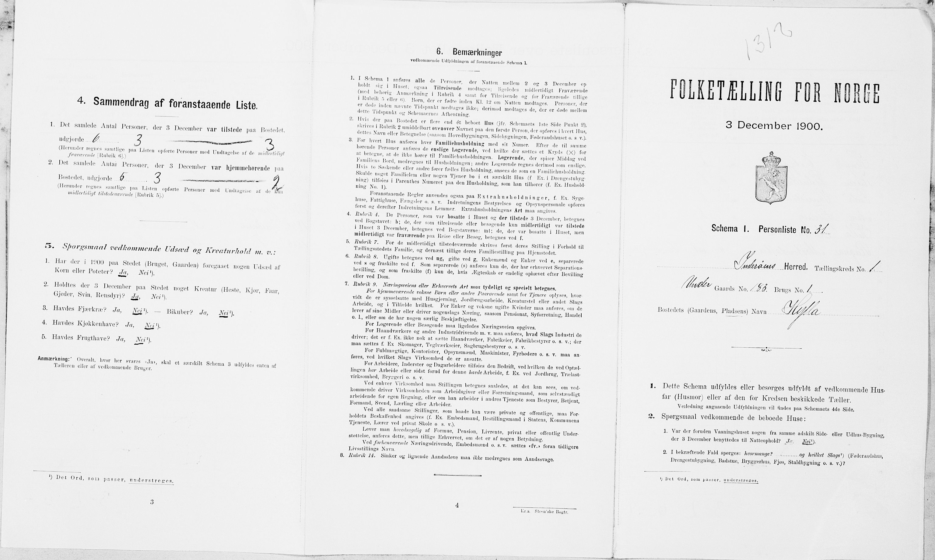 SAT, 1900 census for Inderøy, 1900, p. 172