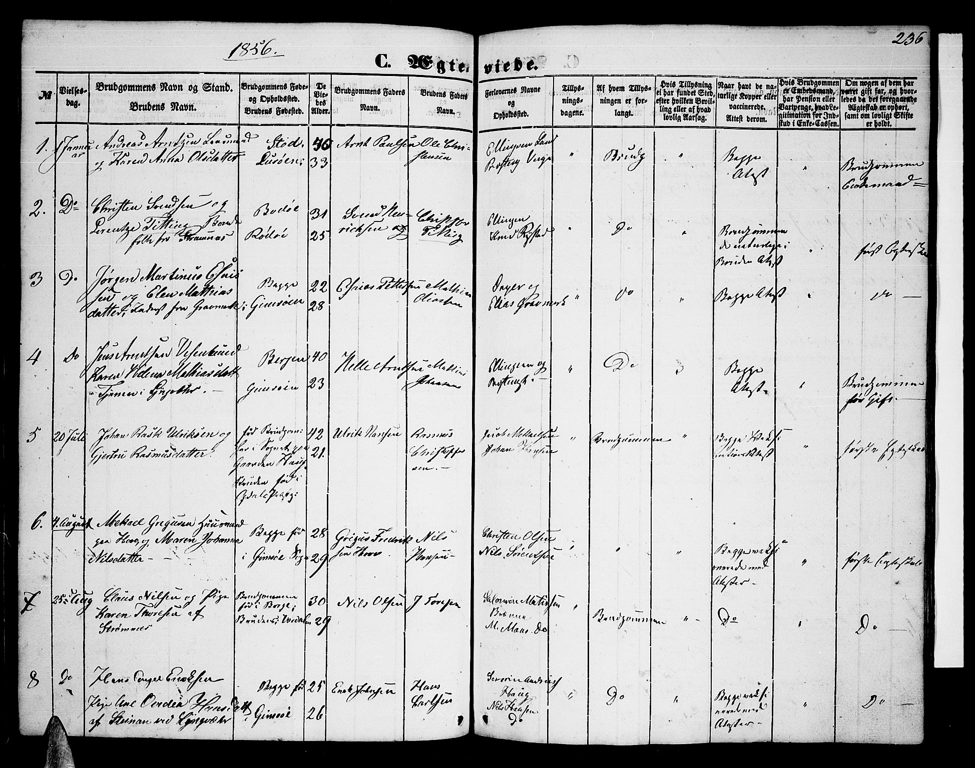 Ministerialprotokoller, klokkerbøker og fødselsregistre - Nordland, SAT/A-1459/876/L1102: Parish register (copy) no. 876C01, 1852-1886, p. 236