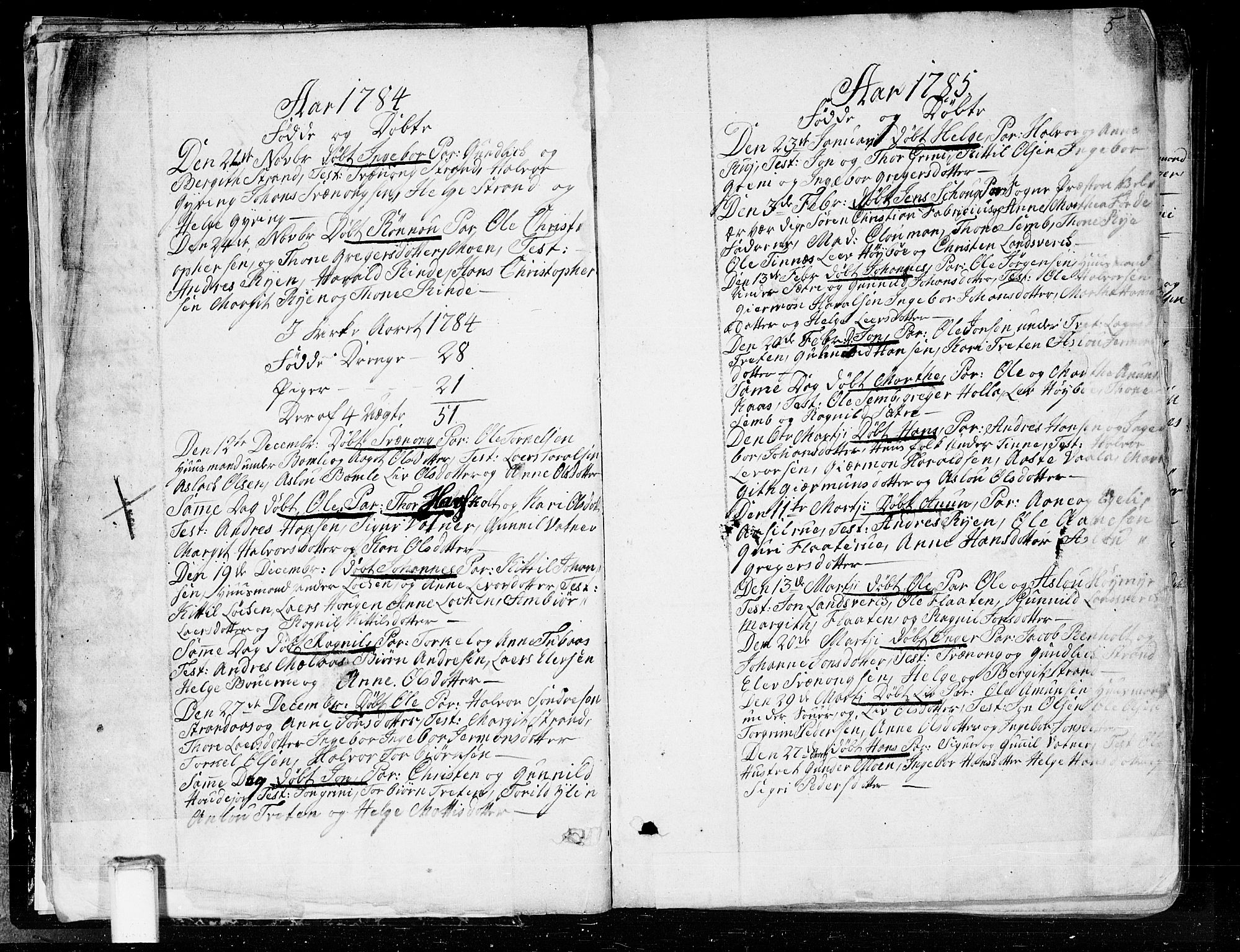 Heddal kirkebøker, SAKO/A-268/F/Fa/L0004: Parish register (official) no. I 4, 1784-1814, p. 5
