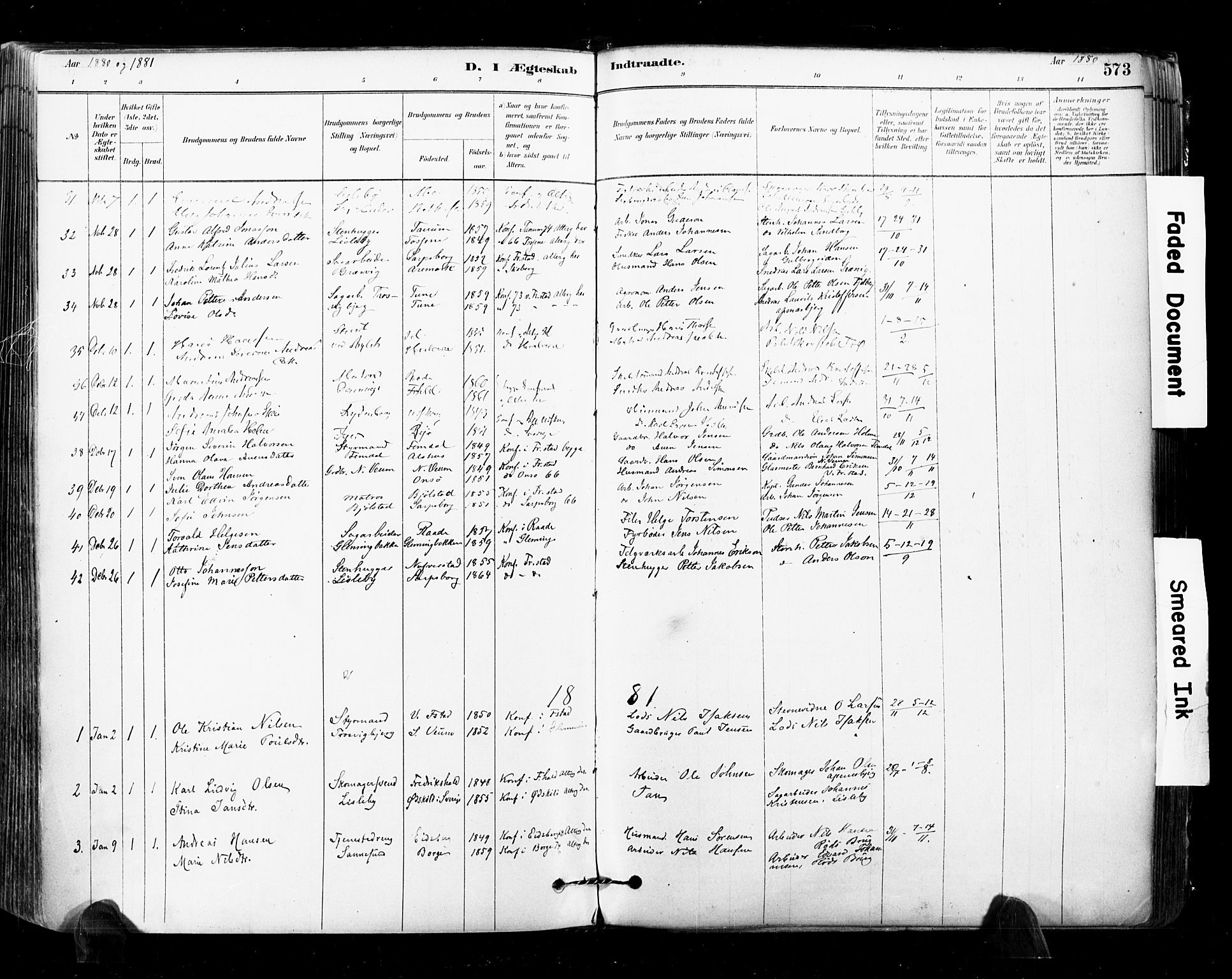 Glemmen prestekontor Kirkebøker, SAO/A-10908/F/Fa/L0011: Parish register (official) no. 11, 1878-1917, p. 573