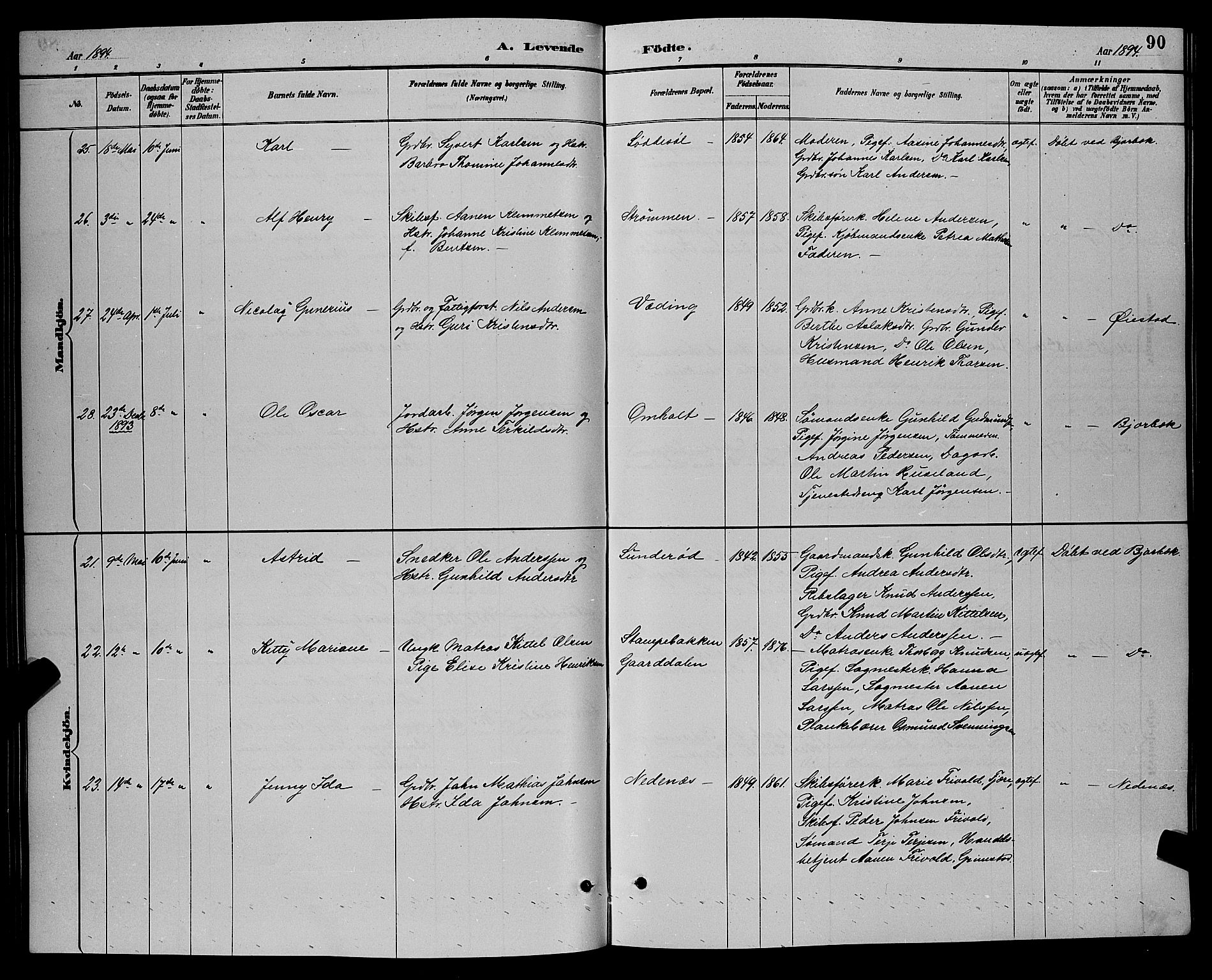 Øyestad sokneprestkontor, AV/SAK-1111-0049/F/Fb/L0009: Parish register (copy) no. B 9, 1886-1896, p. 90