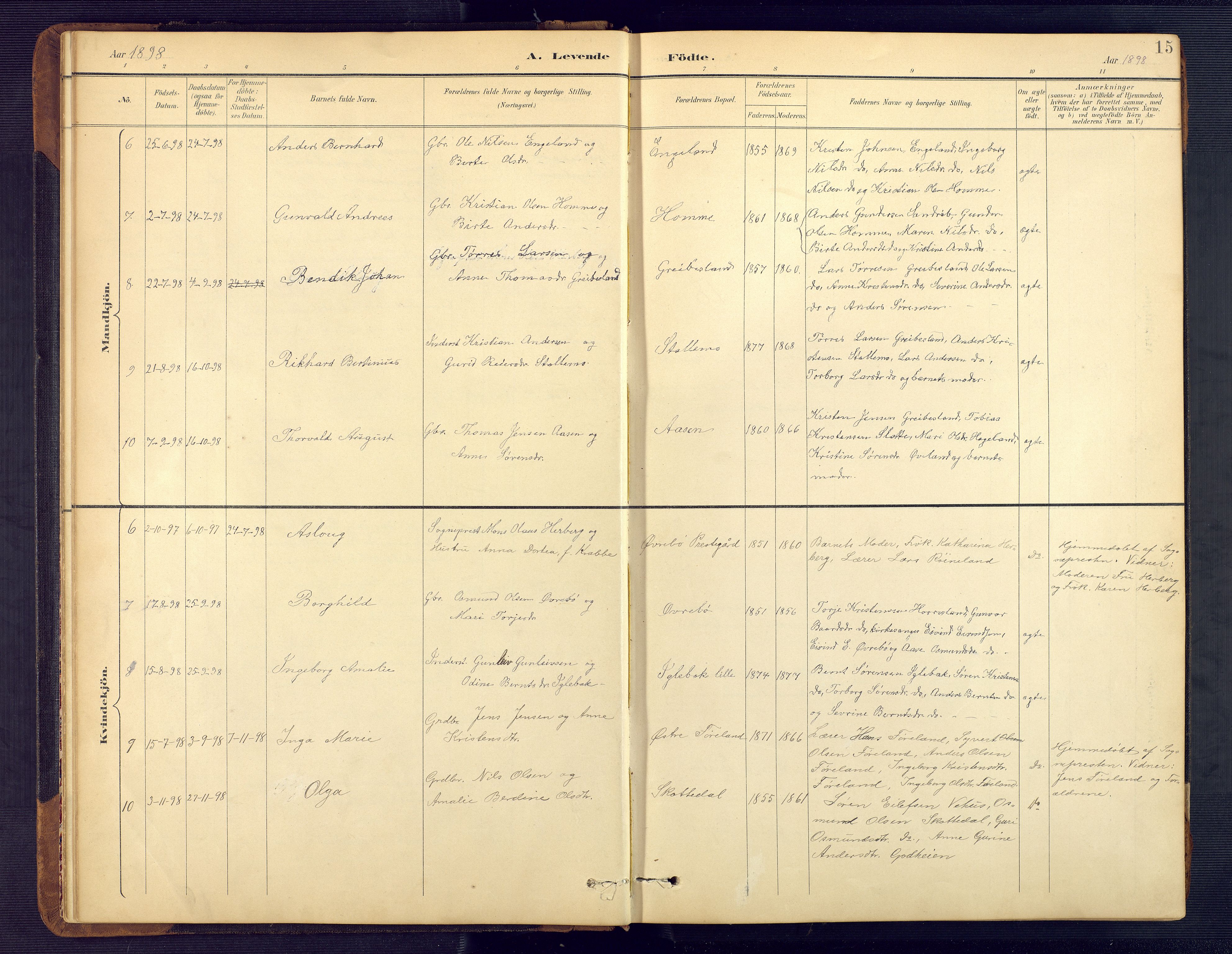 Vennesla sokneprestkontor, SAK/1111-0045/Fb/Fbc/L0003: Parish register (copy) no. B 3, 1895-1946, p. 15