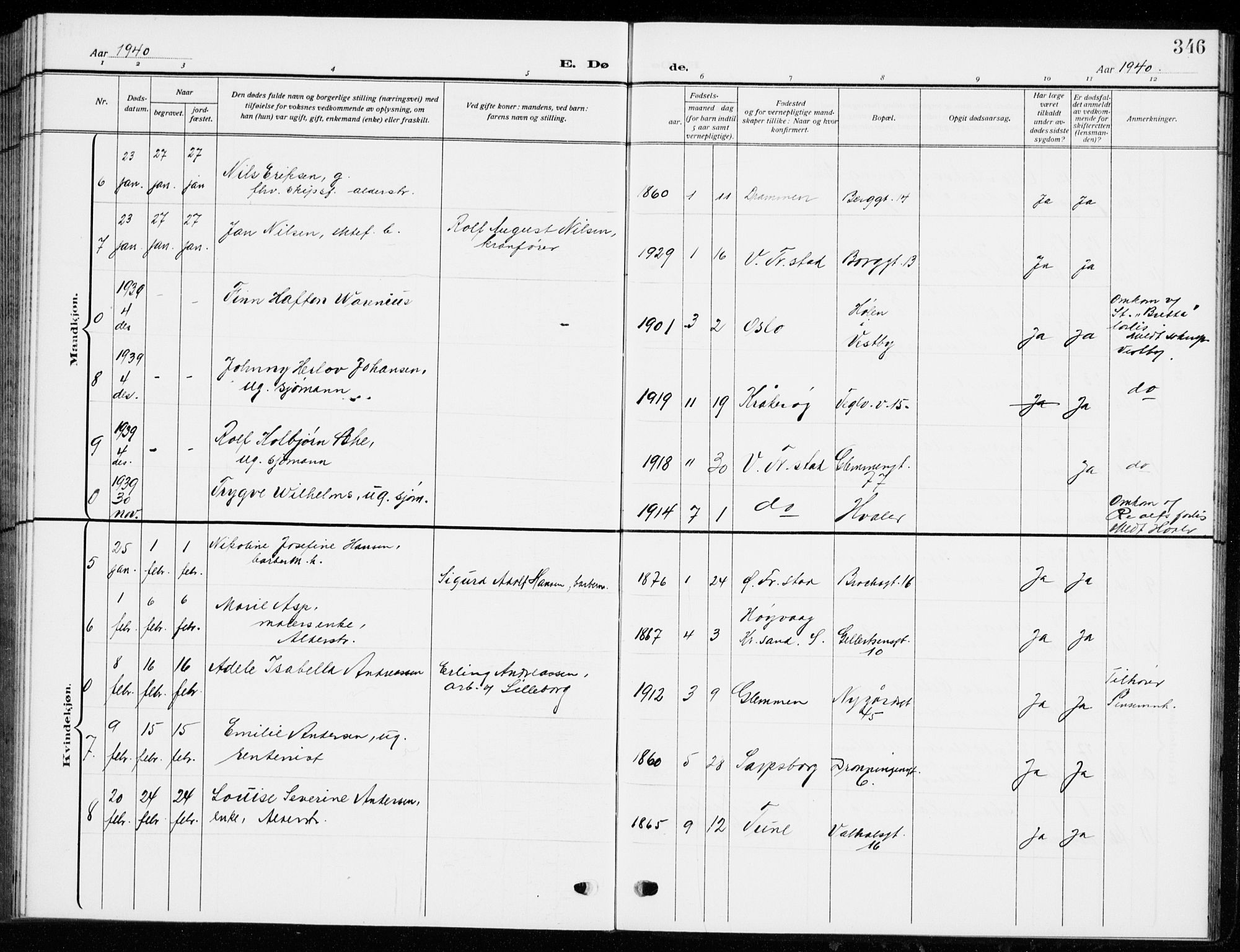 Fredrikstad domkirkes prestekontor Kirkebøker, SAO/A-10906/G/Ga/L0004: Parish register (copy) no. 4, 1910-1944, p. 346