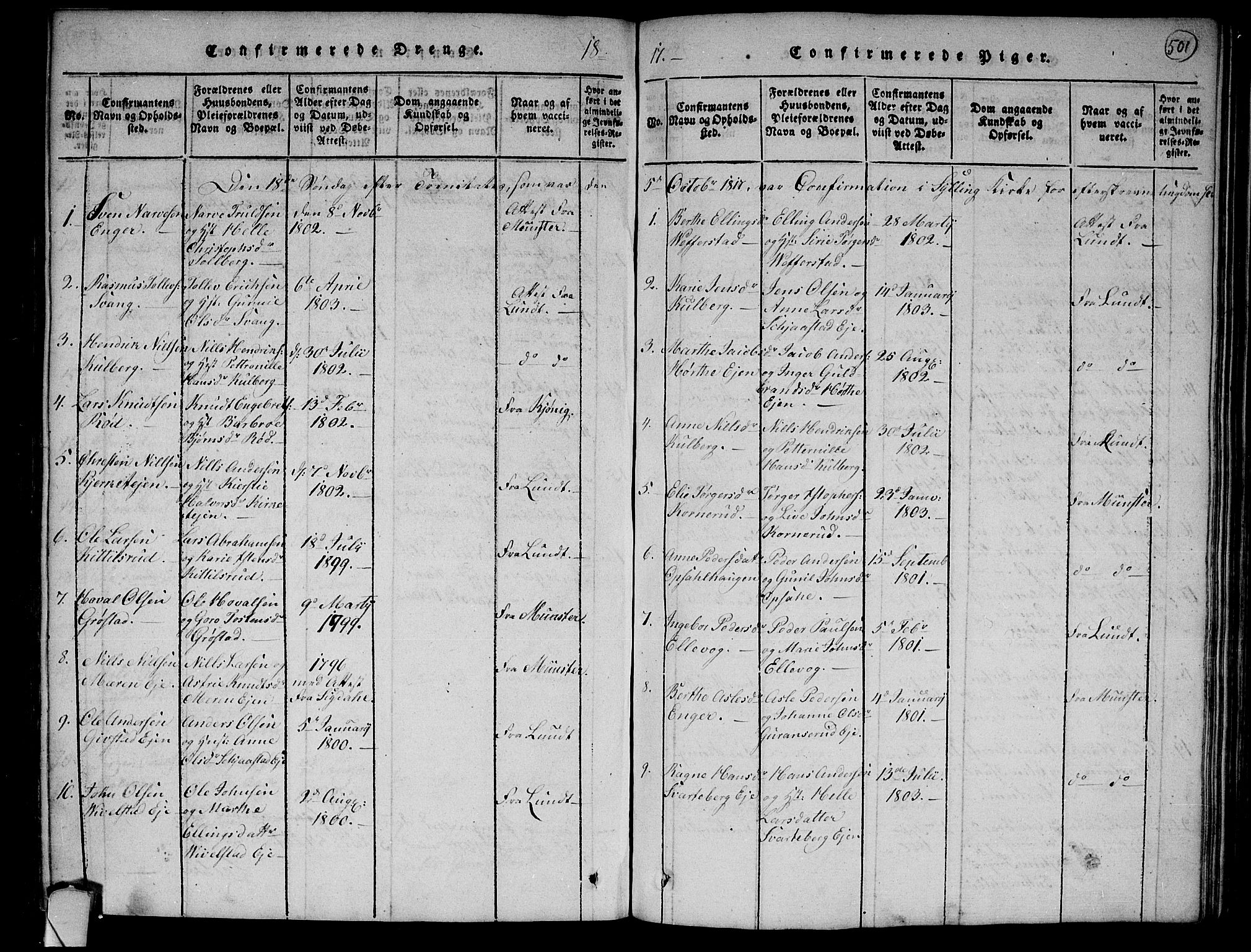 Lier kirkebøker, AV/SAKO-A-230/F/Fa/L0008: Parish register (official) no. I 8, 1813-1825, p. 500-501