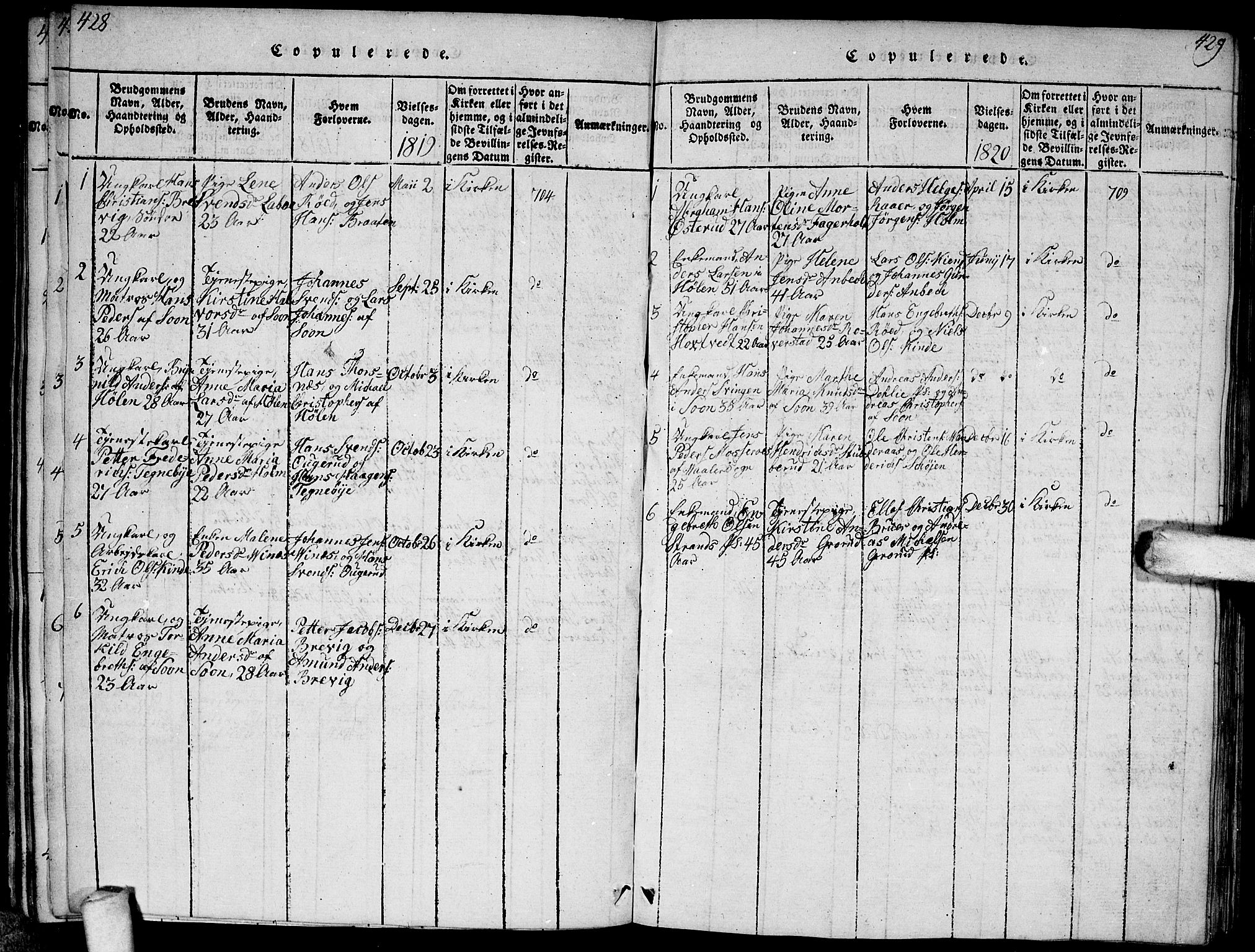 Vestby prestekontor Kirkebøker, AV/SAO-A-10893/F/Fa/L0005: Parish register (official) no. I 5, 1814-1827, p. 428-429