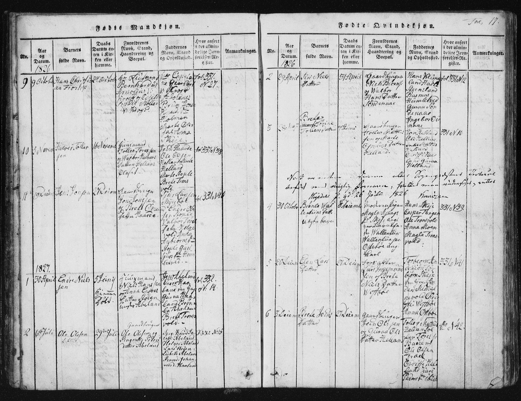 Vikedal sokneprestkontor, SAST/A-101840/01/V: Parish register (copy) no. B 2, 1816-1863, p. 17