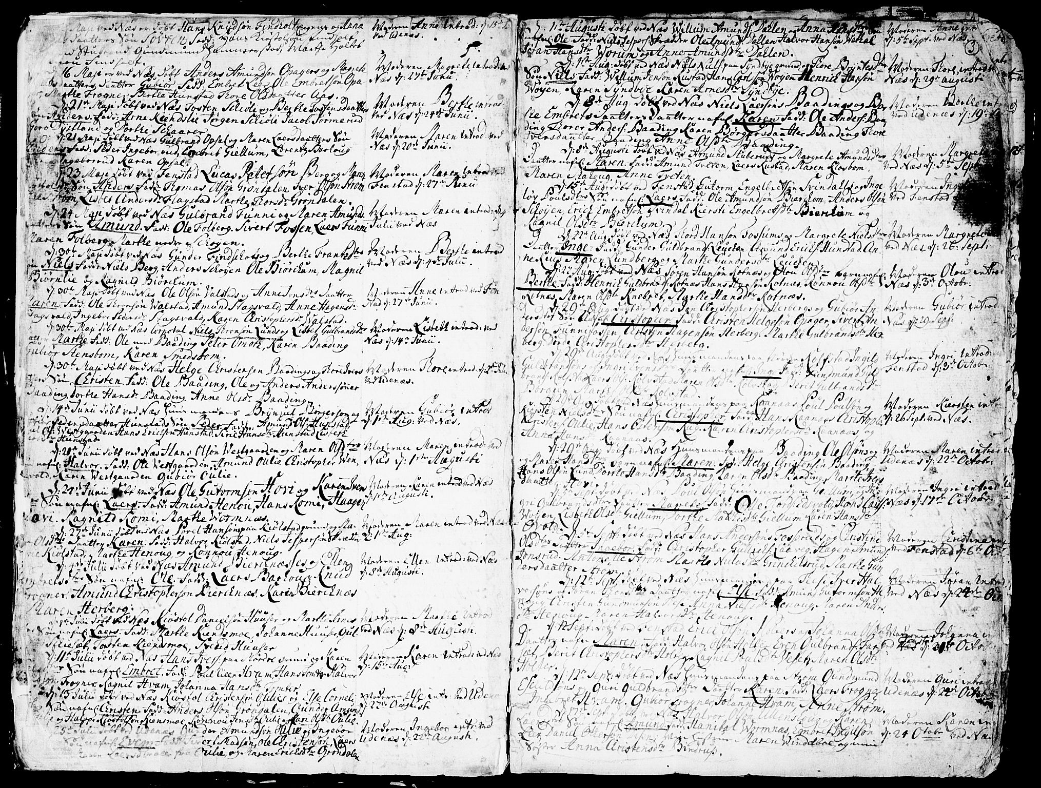 Nes prestekontor Kirkebøker, SAO/A-10410/F/Fa/L0003: Parish register (official) no. I 3, 1734-1781, p. 3