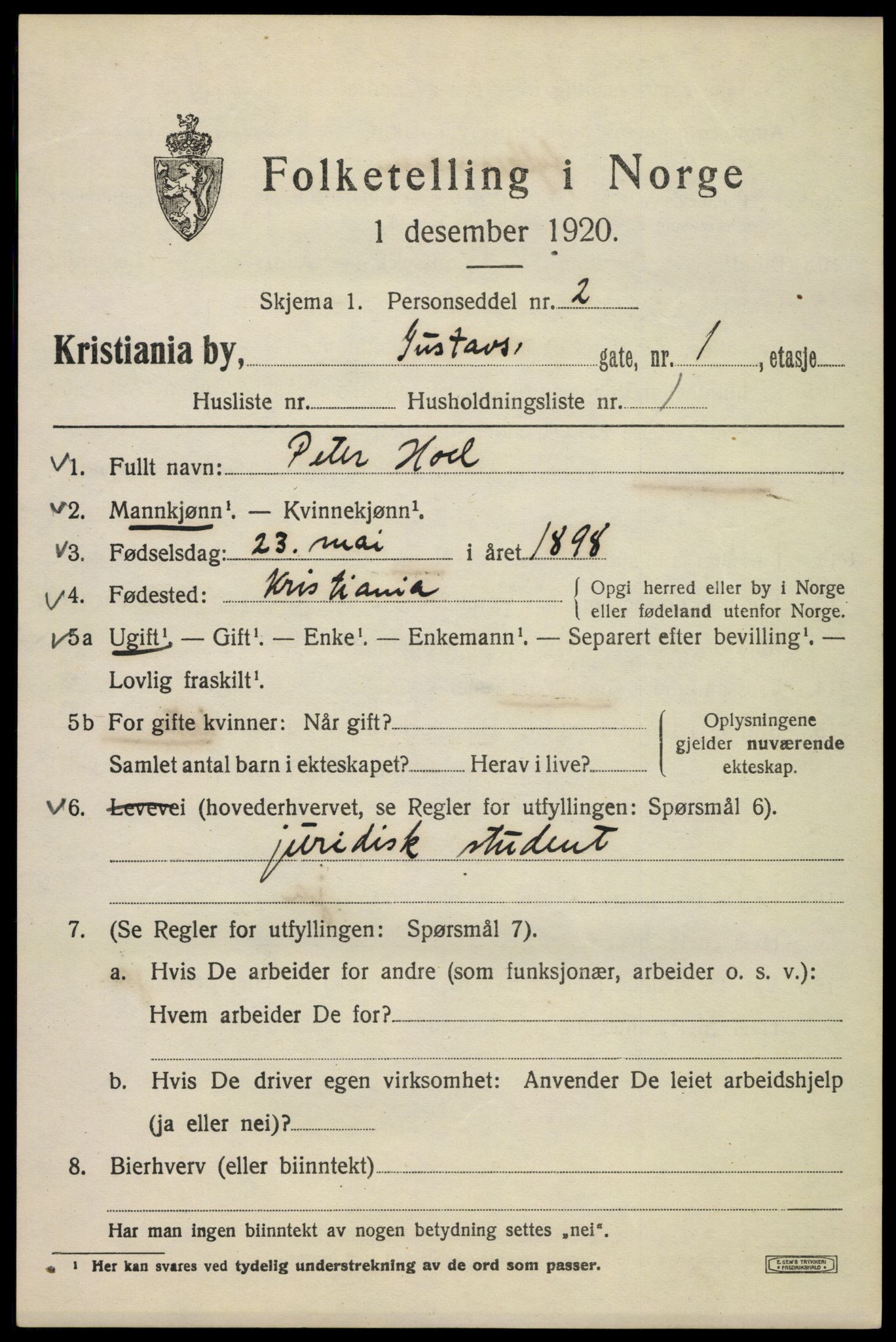 SAO, 1920 census for Kristiania, 1920, p. 261461